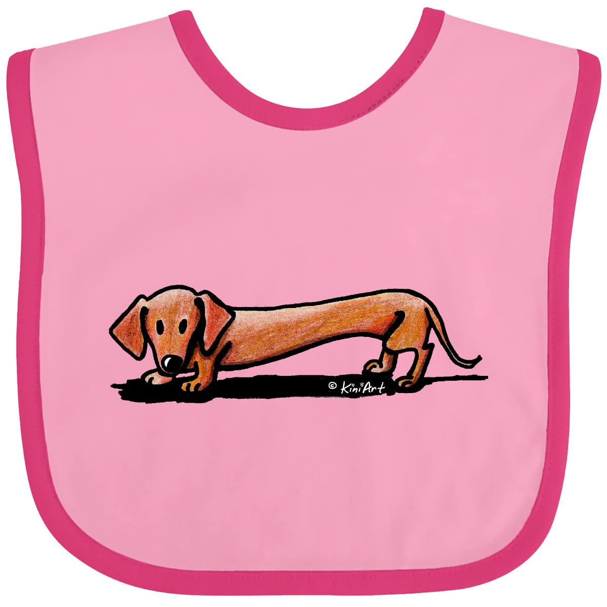 Inktastic Little Red Dachshund Baby Bib - Cute & Soft Drool Bib for Infants & Toddlers - Perfect for Feeding, Teething & Messy Playtime