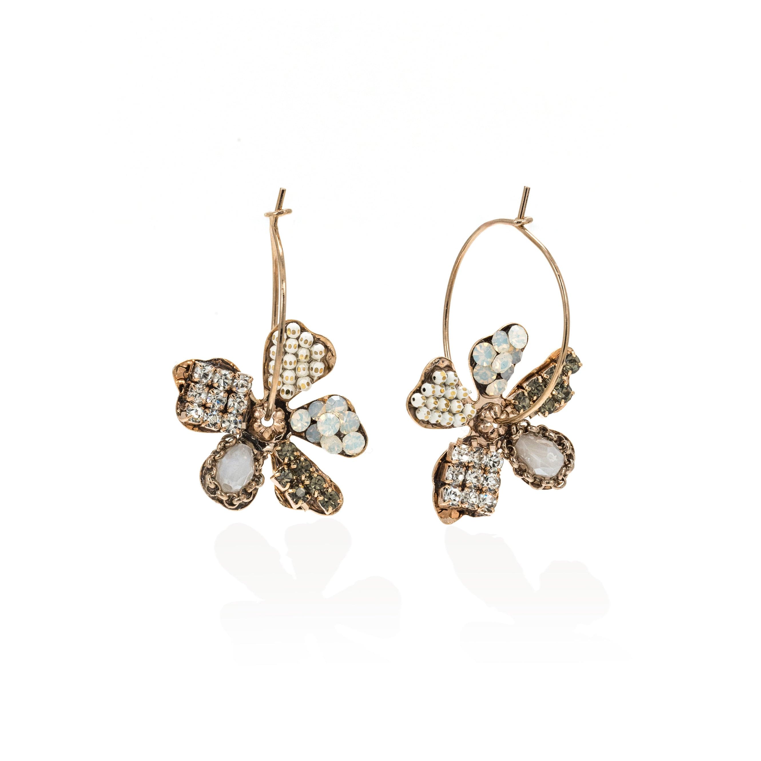 Primrose Drop Hoop Earrings - Dainty Floral Gold Plated Earrings for Women, Elegant Everyday Jewelry Gift | Perfect for Weddings, Date Nights & Office Wear