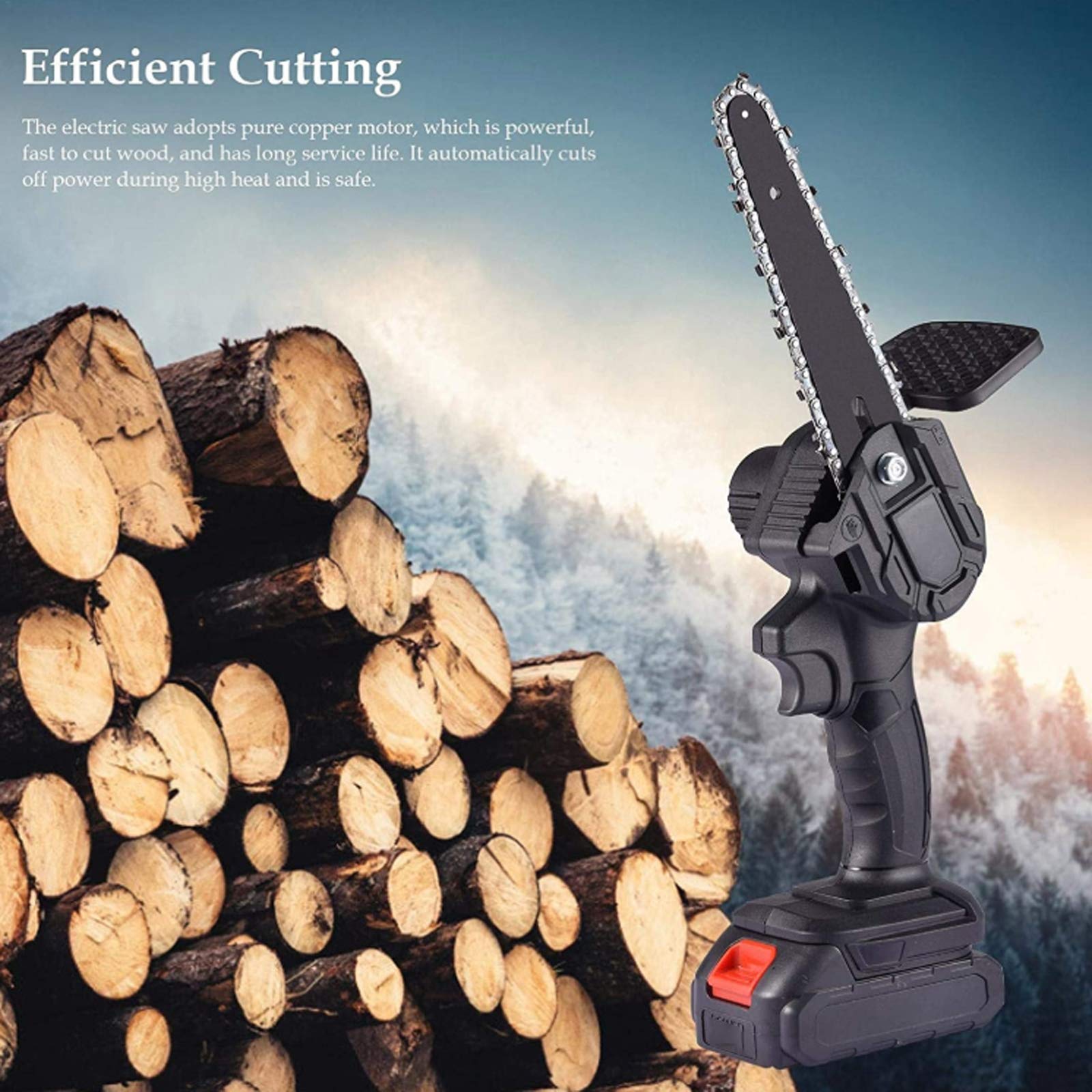 6 Inch Cordless Rechargeable Electric Chain Saw - Handheld Mini Chainsaw with 2X24V Batteries - Perfect for Tree Branch Trimming, Wood Cutting & Garden Pruning - Ideal for DIY Projects, Yard Maintenance & Forestry Work
