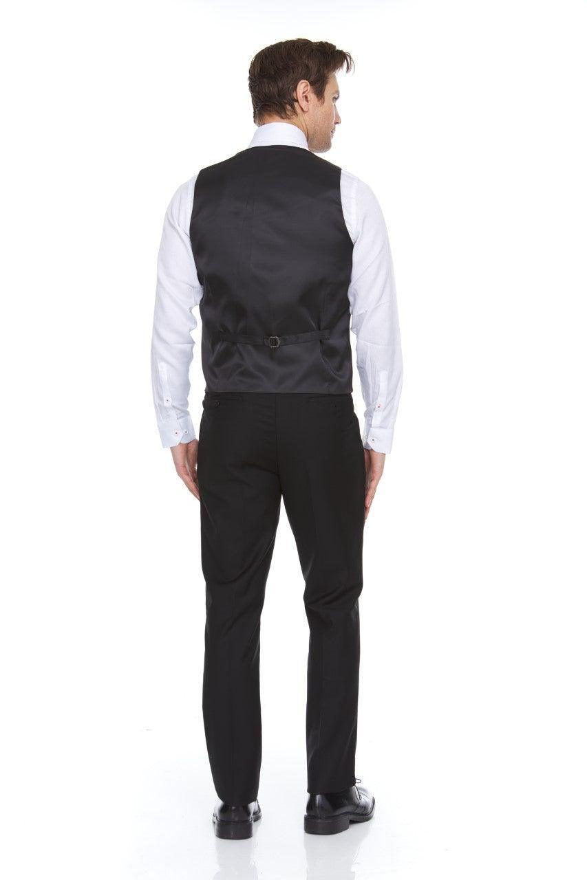 Ferera Collection Men's 3-Piece Modern Fit Suit - Solid Black Formal Wear for Business, Weddings & Special Occasions