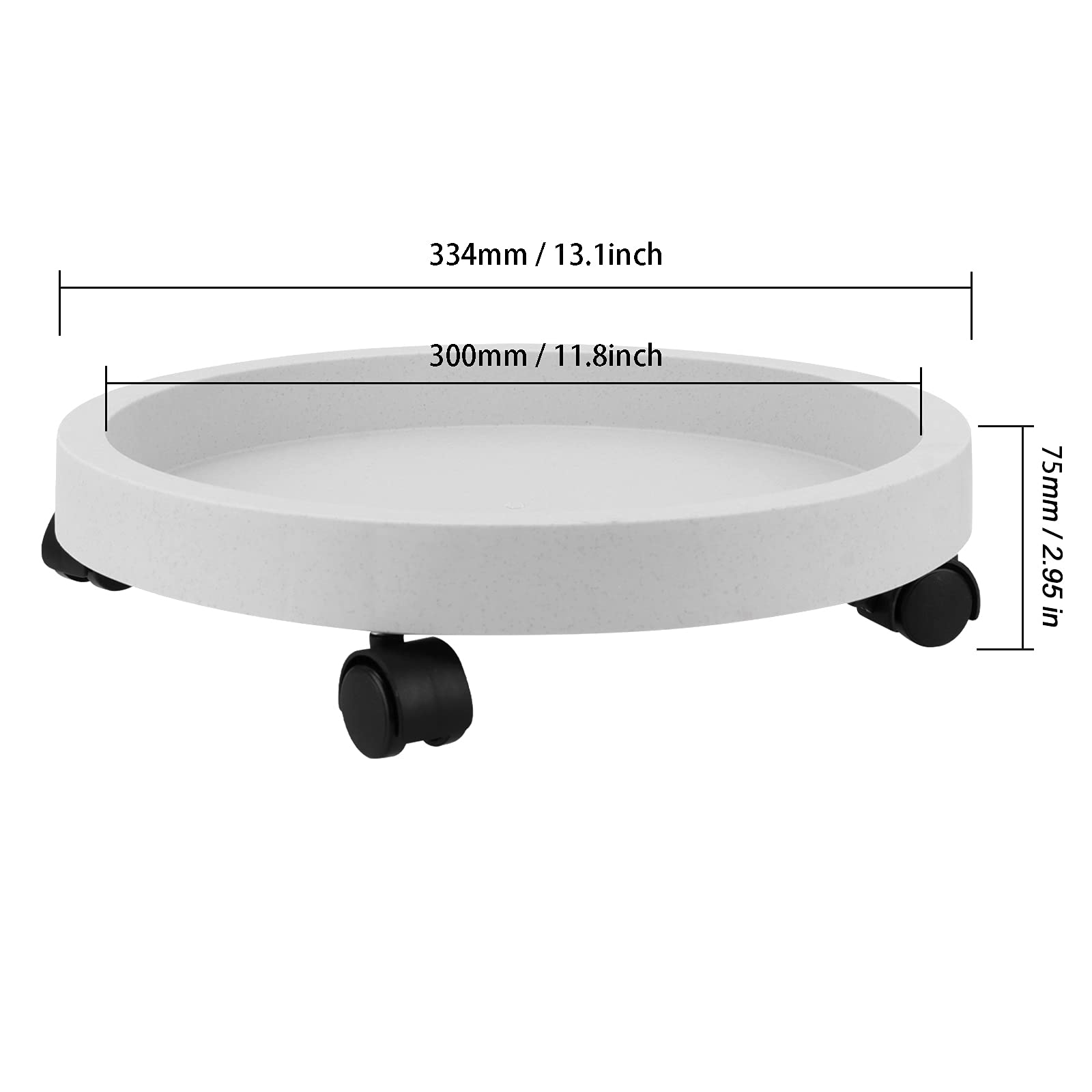 2 Pack 12 Inch Plant Pot Tray with Wheels - 30cm Light Grey Rolling Caddy for Indoor Outdoor Planters | Mobile Plant Base for Easy Moving | Perfect for Home Garden, Patio, and Balcony Decor