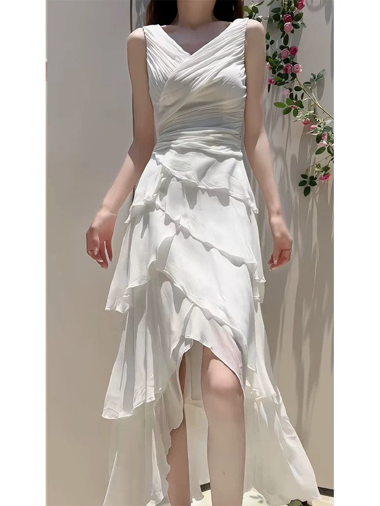 Elegant A-Line Ruffle Tiered Wedding Dress - Chiffon Prom Gown J5619 for Brides, Bridesmaids & Formal Events | Perfect for Beach Weddings, Evening Balls & Special Occasions