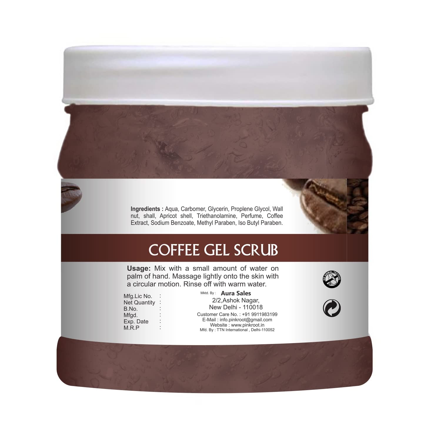 Pink Root Coffee Gel Scrub 500g - Exfoliating & Moisturizing Body Scrub for Soft Skin | Natural Coffee Scrub for Cellulite & Stretch Marks | Perfect for Spa Day & Home Self Care Routine