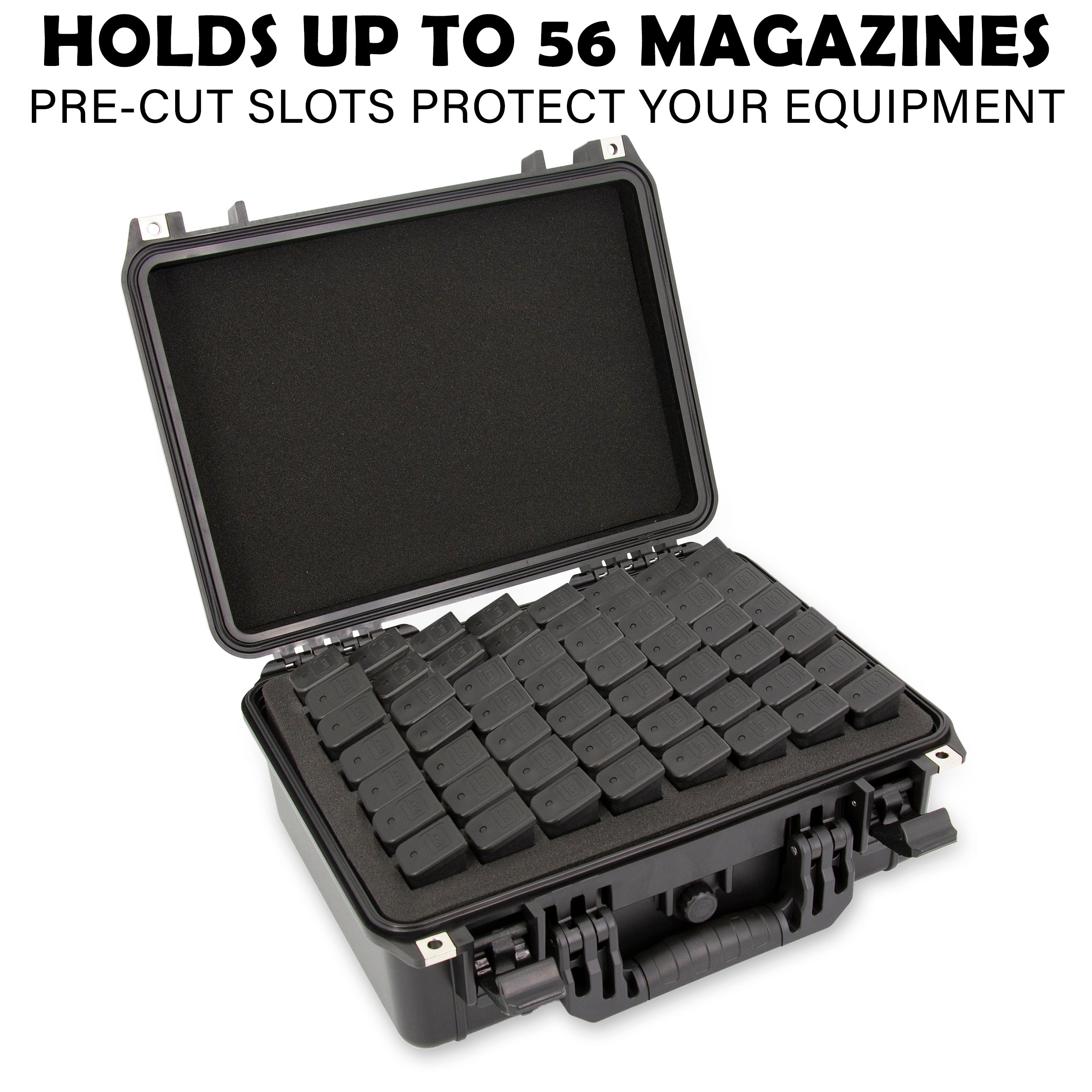 CASEMATIX 56 Pistol Magazine Storage Case - TSA Approved, Waterproof Gun Magazine Holder for 9mm, .40, .45 Caliber (Fits Up to 5.5