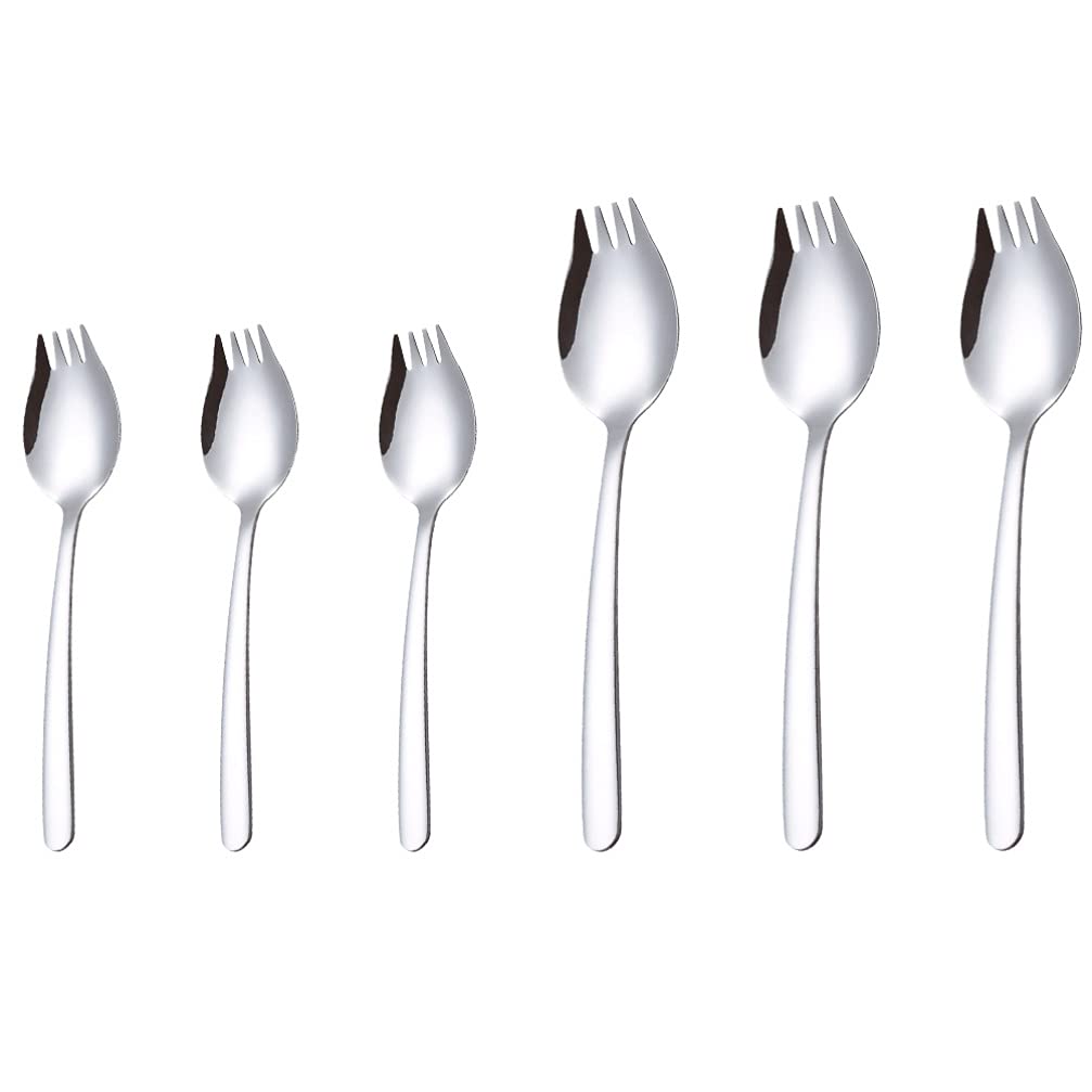 DOITOOL 6-Piece Stainless Steel Outdoor Cutlery Set - Forks, Spoons, Salad Sporks & Ice Cream Scoops - Durable Camping, Picnic, BBQ & Party Tableware for Desserts, Cakes & Outdoor Dining