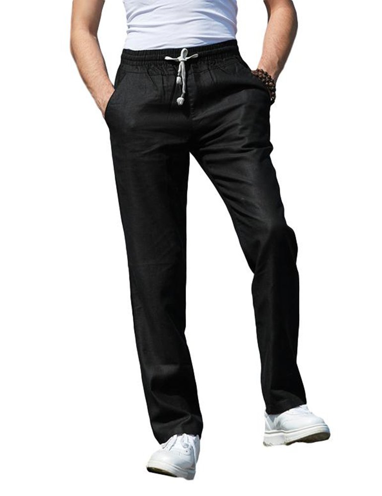 Idopy Men's Classic Linen Blend Flat Front Straight Fit Dress Pants - Comfortable Business Casual & Office Wear for Professional Men