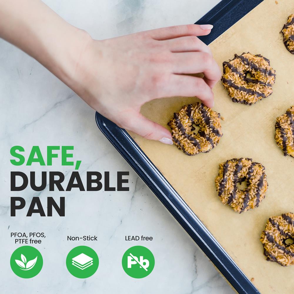 Non-Stick Baking Pan Set for Home & Kitchen - 3-Piece Cookie Sheet, Cake Pan & Bread Loaf Pan - Perfect for Baking Cookies, Cakes & Breads (Oven Safe, Easy Clean)