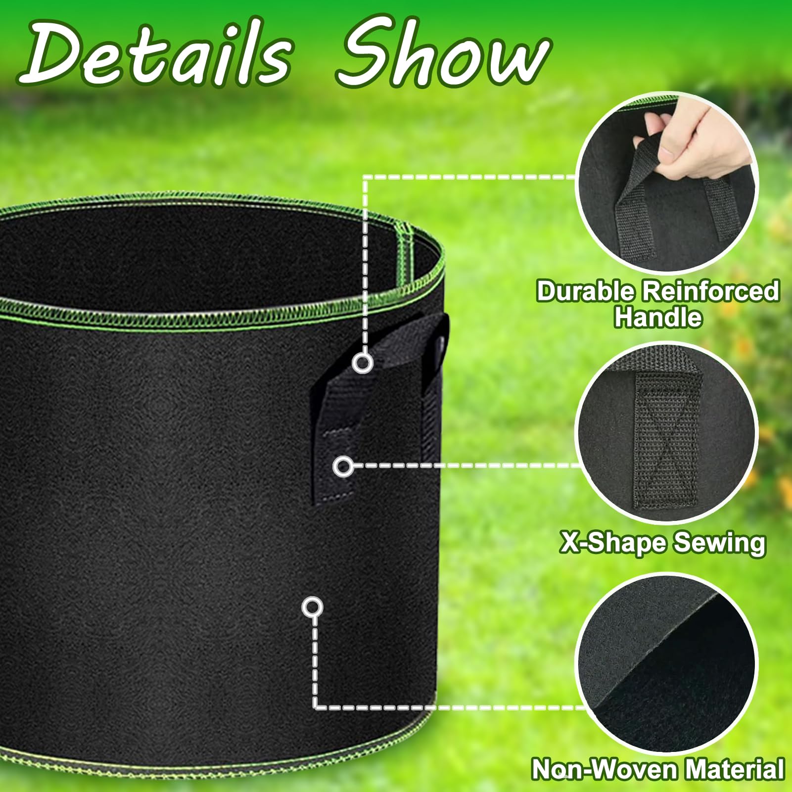 **5 Gallon Thickened Fabric Grow Bags - 12 Pack Large Plant Pots for Vegetables, Herbs & Flowers - Durable Aeration Containers for Gardening, Balcony & Indoor Planting**