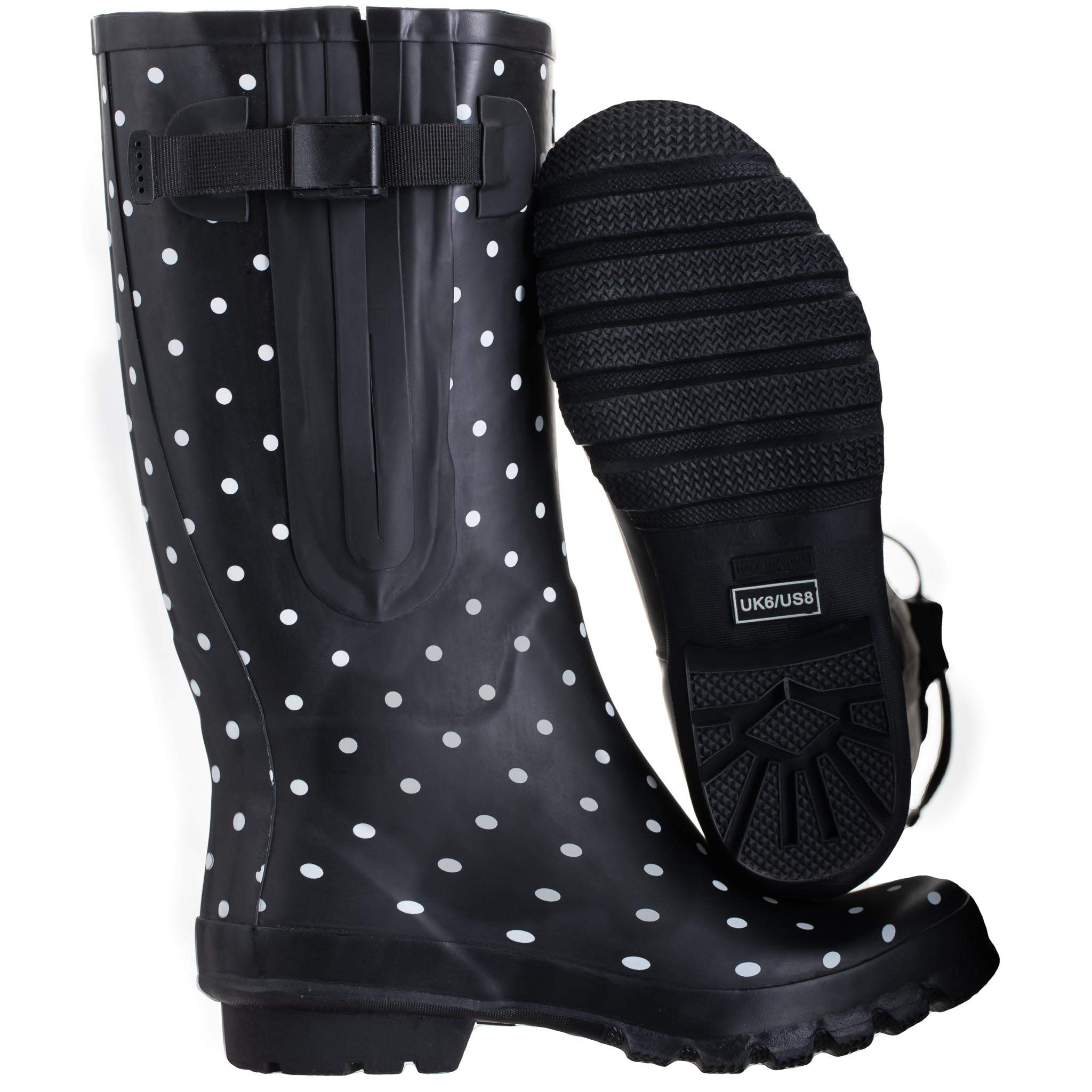 Jileon Women's Wide Calf Rain Boots - Waterproof Rubber Boots for Wide Calves up to 19