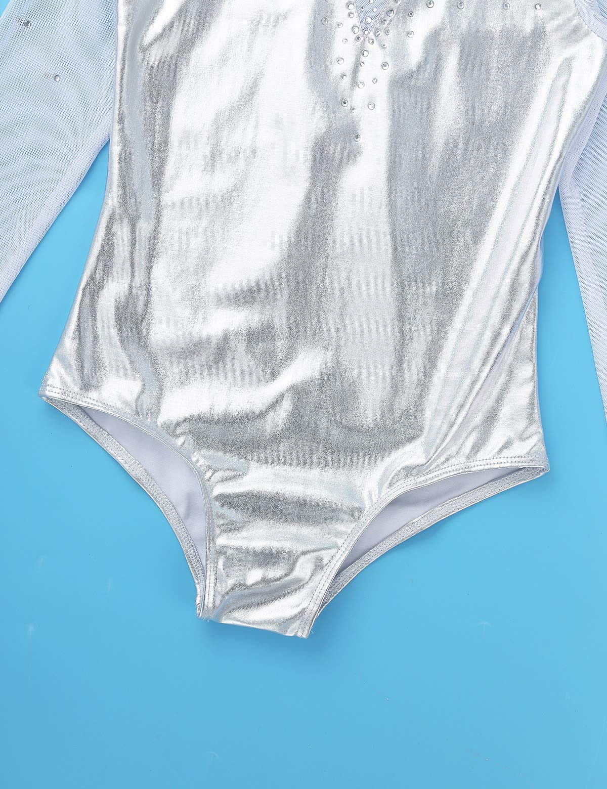 Girls Ballet Leotard with Long Sleeves & Tulle Skirt - Shiny Dance Bodysuit for Gymnastics, Ballet & Fitness - Perfect for Recitals, Practice & Performances