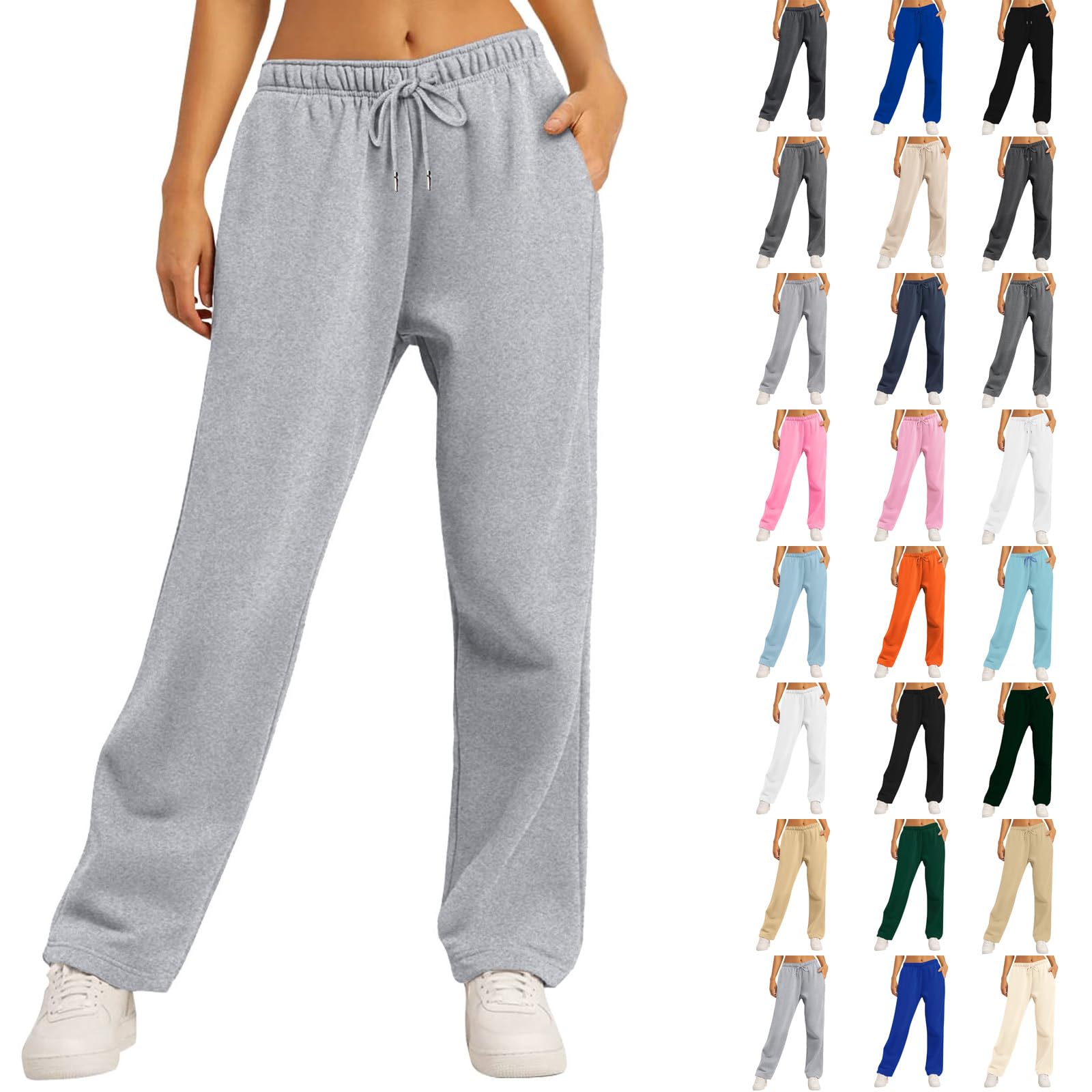 UOFOCO Women's Baggy Straight Leg Sweatpants - Cozy Athletic Joggers for Yoga, Running & Lounge Wear | Solid Color Casual Sportswear | 2025 Spring Collection