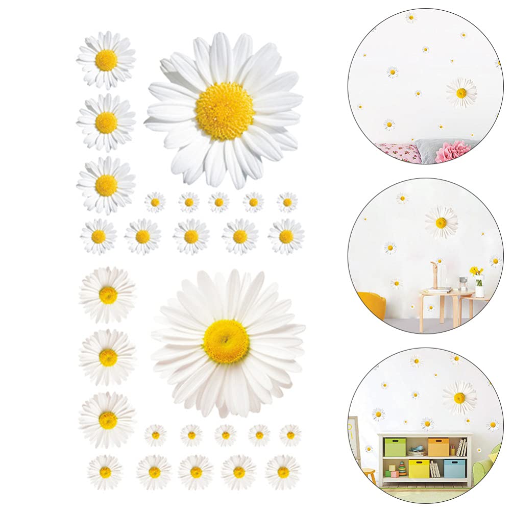 Toyvian 3D Daisy Flower Wall Stickers - Removable DIY Wall Decals for Home Decor | Bedroom, Living Room & Bathroom Wall Art | Perfect for Nursery, Wedding Backdrop & Photo Corner Decoration