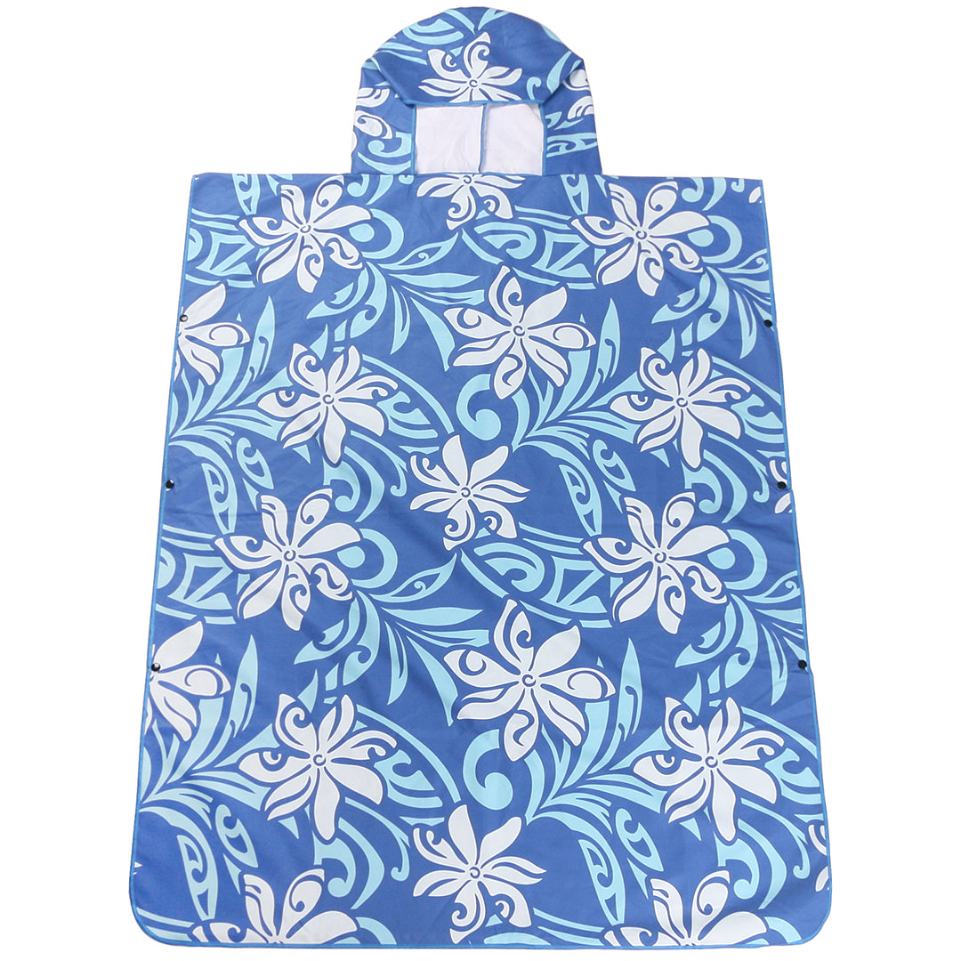 Premium Hooded Beach Towel Poncho for Adults - Soft & Absorbent Tiare Infinity Blue - Perfect for Swimming, Surfing, and Outdoor Activities