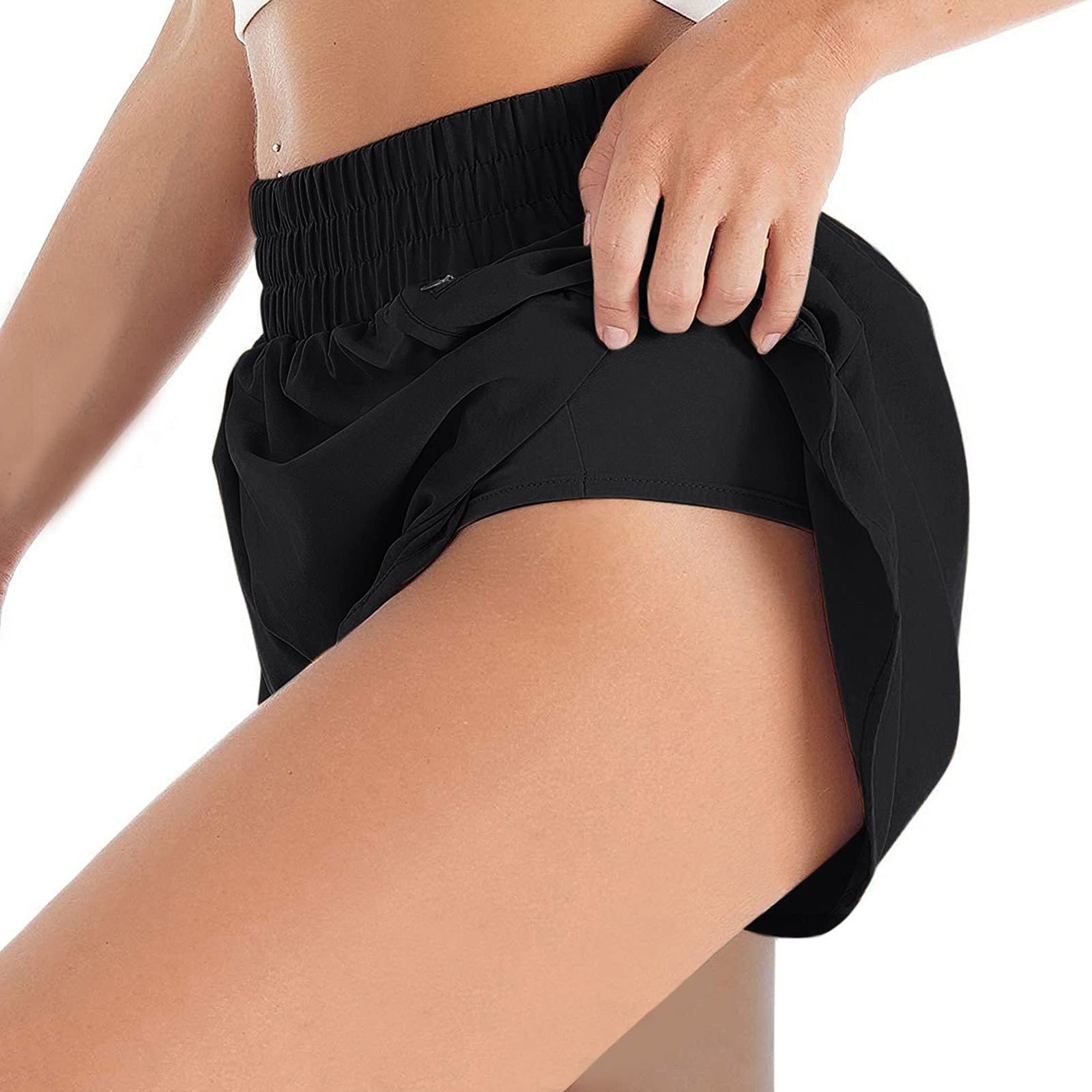 Forwelly Women's Athletic Workout Shorts - High Waist Elastic Running Shorts with Pockets - Breathable Quick-Dry Gym Yoga Shorts for Women - Perfect for Summer, Jogging, Lounge & Casual Wear