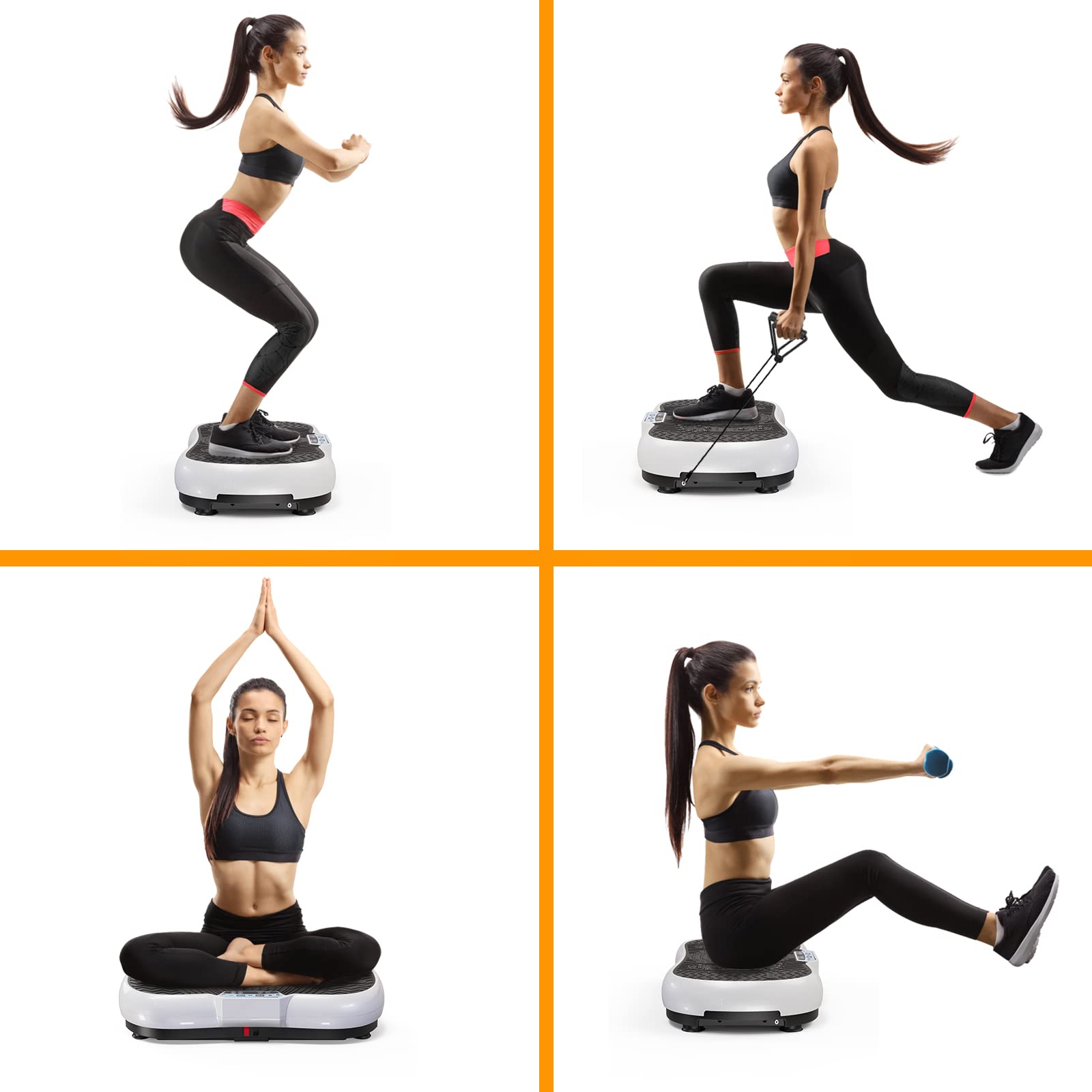 Bigzzia Vibration Plate Exercise Machine - 10 Speed Modes Whole Body Vibration Platform with Resistance Bands & Bluetooth Speaker for Home Gym, Weight Loss, Toning & Cellulite Reduction | Perfect for Home Workouts, Physical Therapy & Fitness Training