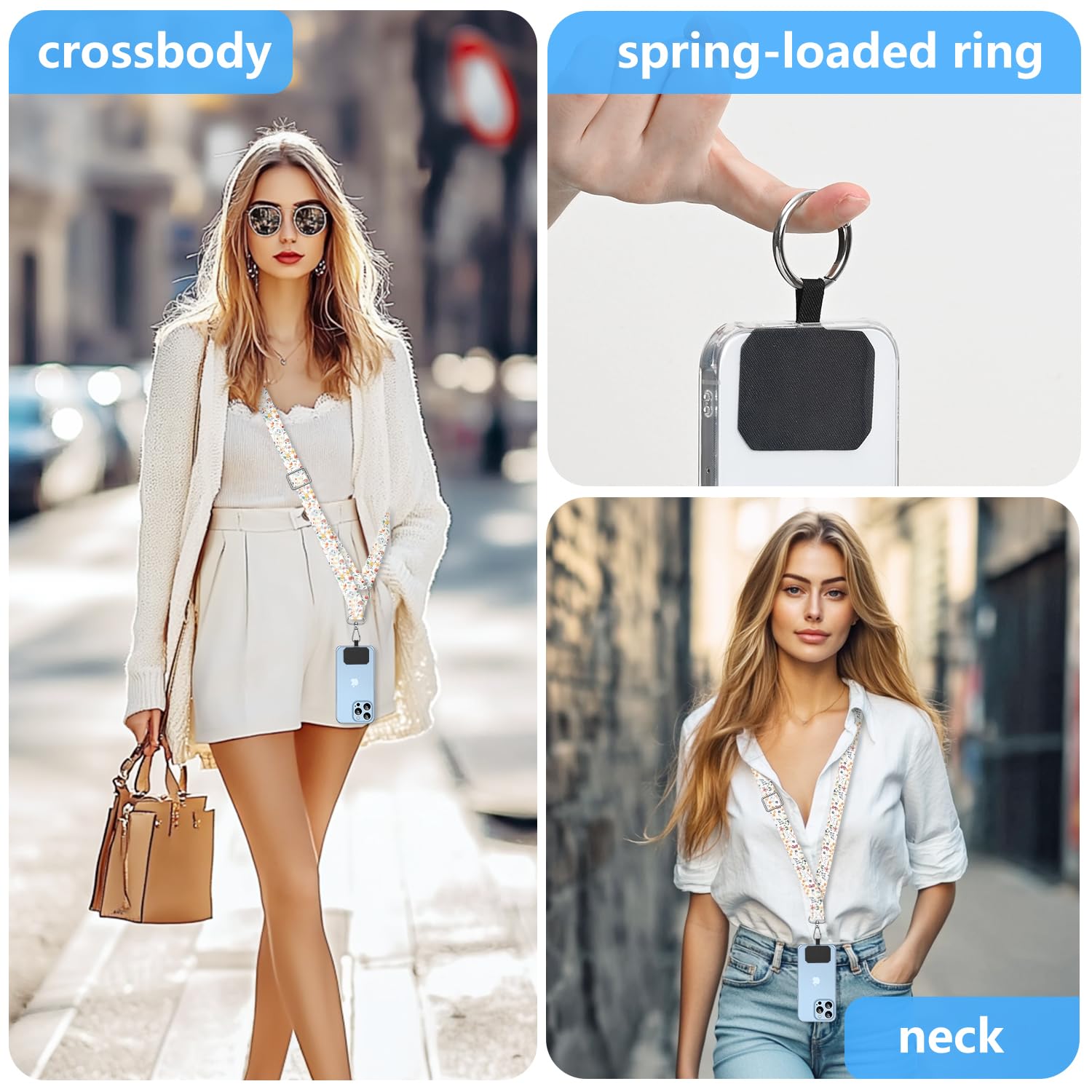 Adjustable Crossbody Phone Lanyard with Neck Strap - Secure & Comfortable Cell Phone Holder for Everyday Use, Travel, and Outdoor Activities