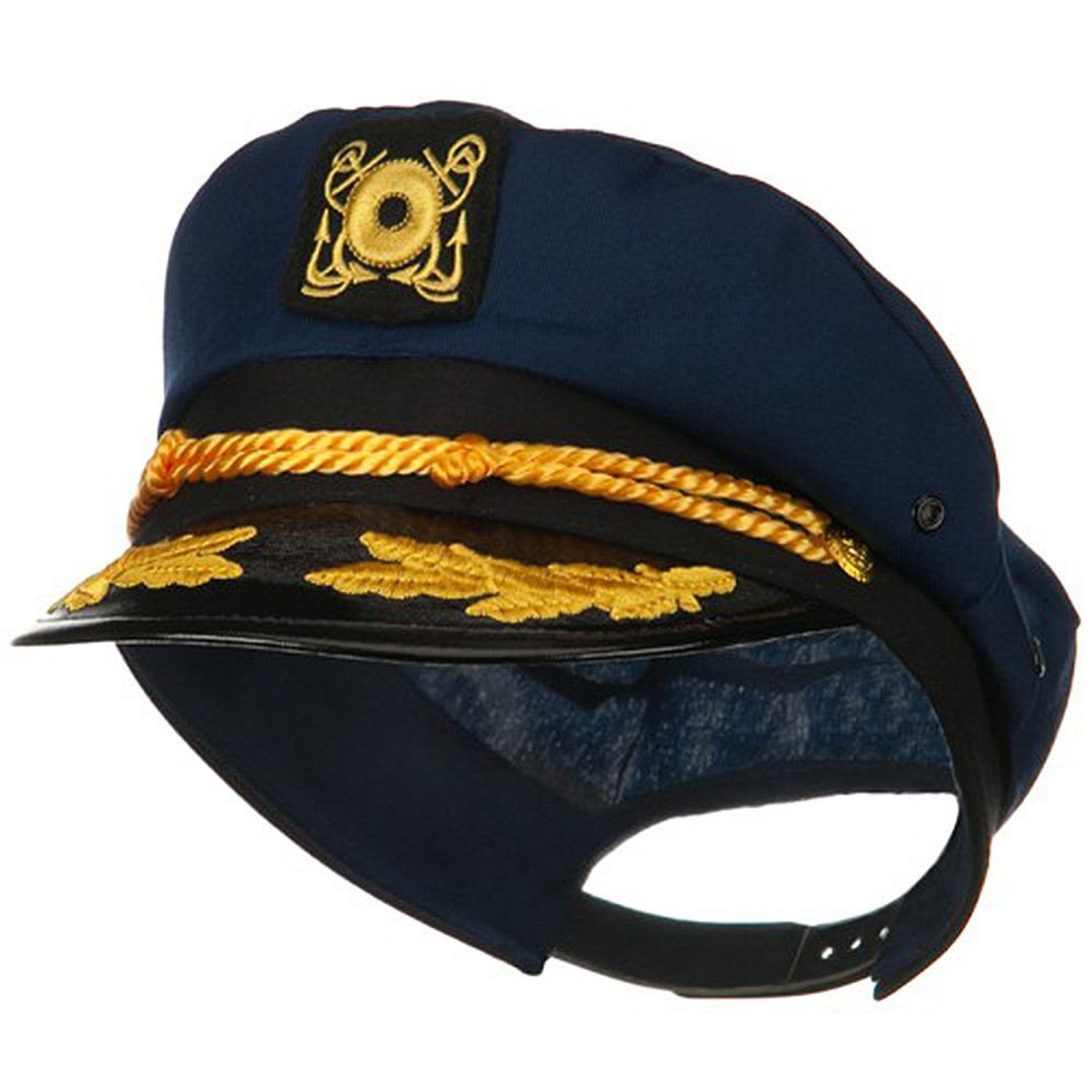 Navy Blue Yacht Captain Hat with Scrambled Eggs Design - Premium Costume Accessory for Nautical Theme Parties, Halloween, and Role Play