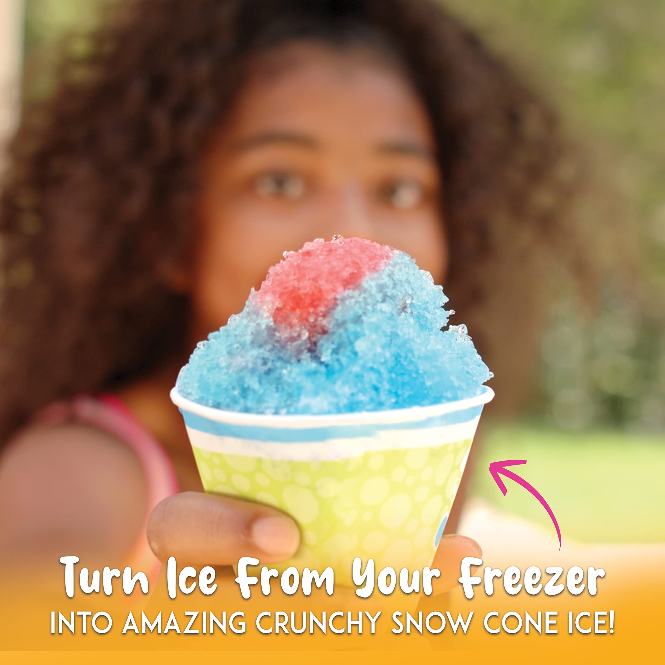 Hawaiian Shaved Ice Machine with 3 Flavor Syrups (Cherry, Grape, Blue Raspberry) & Party Accessories - Perfect for Summer Parties, Kids Events & Frozen Treats Business