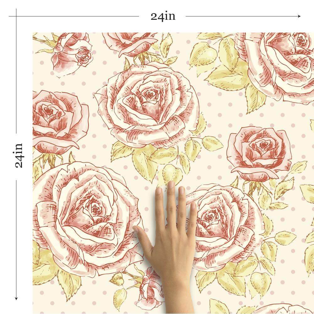 Red and Pink Textured Floral Peel and Stick Removable Wallpaper - Self-Adhesive Decorative Wall Covering for Bedroom, Living Room, Nursery & Home Decor