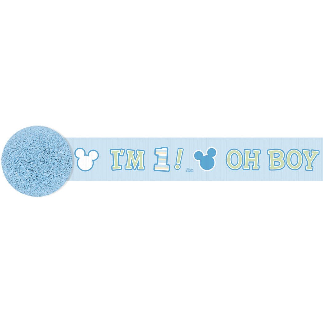 Mickey Mouse 1st Birthday Party Decorations - Colorful Crepe Paper Streamer Roll for Baby Shower, Disney Theme Party & Birthday Backdrop Decoration