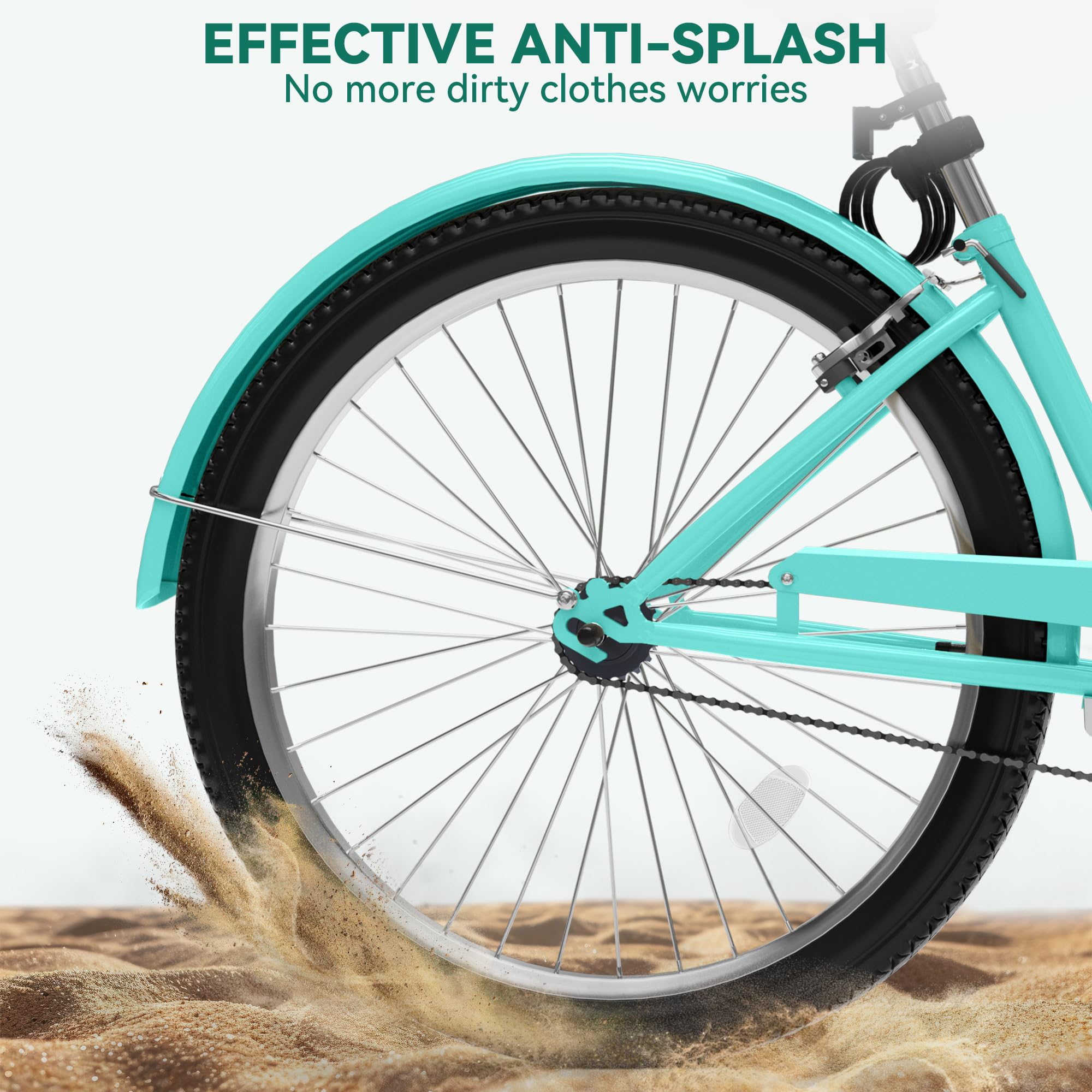 YITAHOME 24 & 26 Inch Beach Cruiser Bike for Adults - 7 Speed & Single Speed Commuting Bicycle with Steel Frame - Step-Through Design for Men & Women - Includes Full Front & Rear Fenders - Perfect for Beach Rides, City Commuting & Leisure Cycling