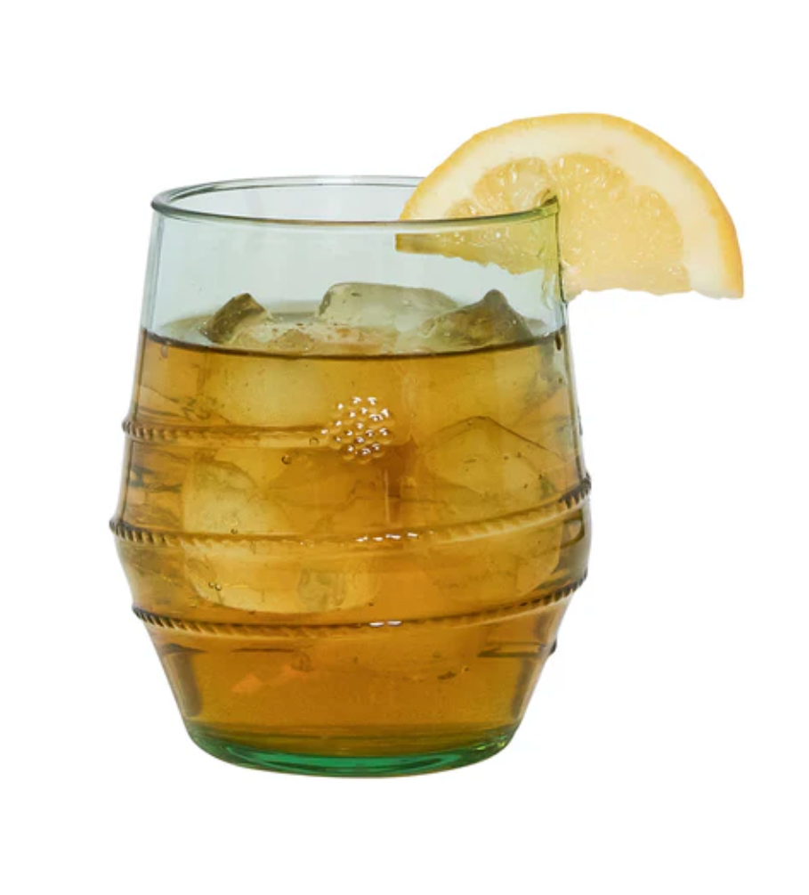 Juliska Amalia Acrylic Small Tumbler - 12oz Clear Plastic Cup with Seagrass Design | Perfect for Iced Coffee, Smoothies & Summer Drinks at Home, Office or Beach