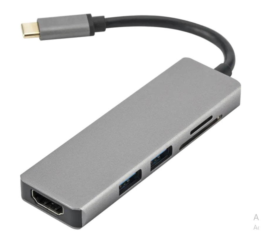 5-in-1 USB C Hub Adapter with 2 USB 3.0 Ports, SD/Micro SD Card Reader & HDMI - Perfect for MacBook Pro/Air, Chromebook & Windows Laptops - Home Office & Travel Essential