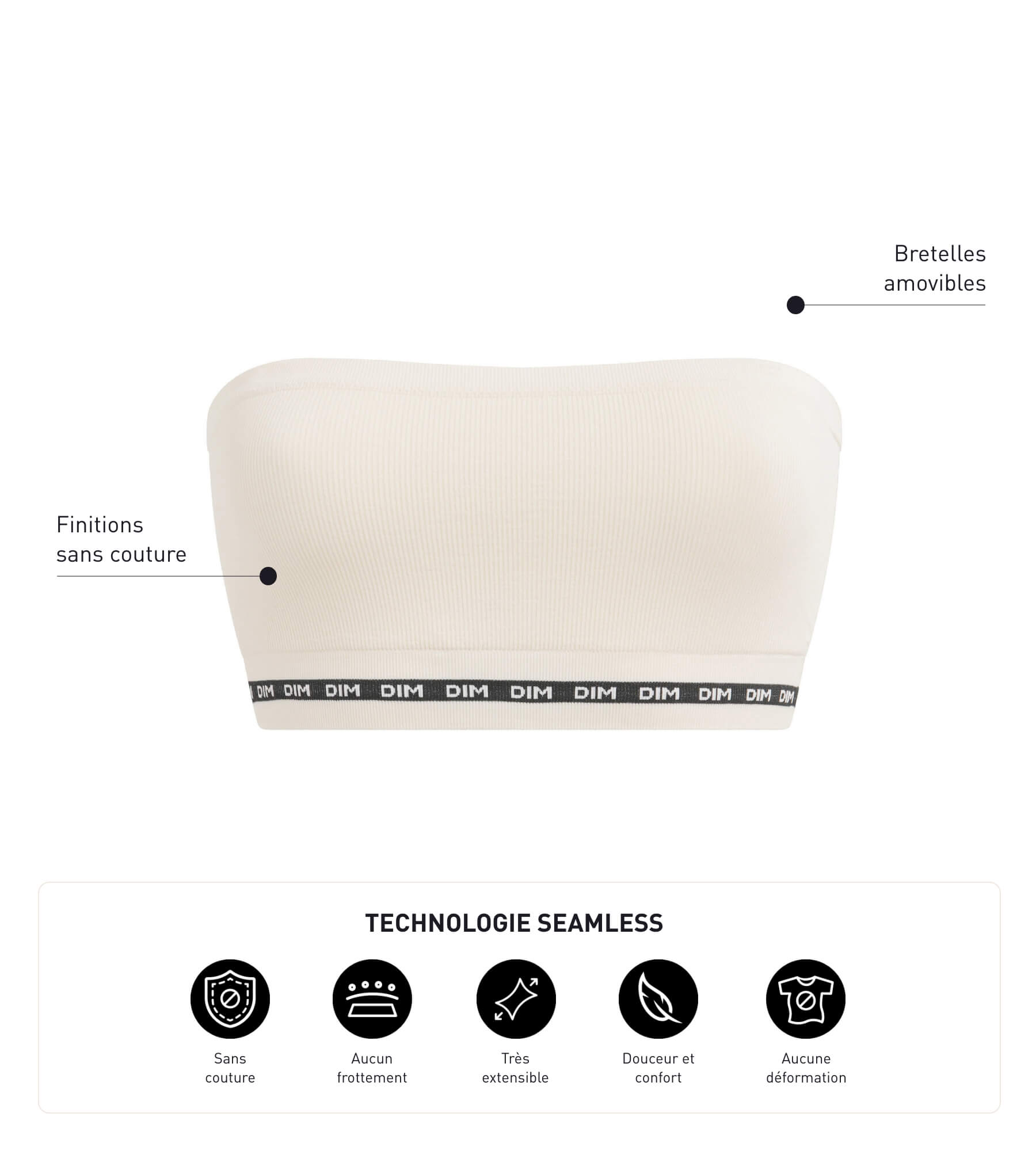 Seamless Modal Polyamide Bandeau Bra - Wireless Beige Comfortable Bralette for Everyday Wear & Yoga