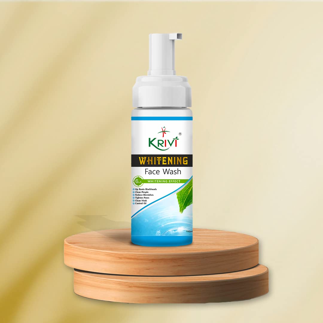 Krivi Whitening Face Wash with Sea Buckthorn Oil, Vitamin A, E & B5 - Paraben & Sulfate Free 150ml (Pack of 1) for Brightening, Hydrating & Gentle Cleansing - Perfect for Daily Skincare Routine