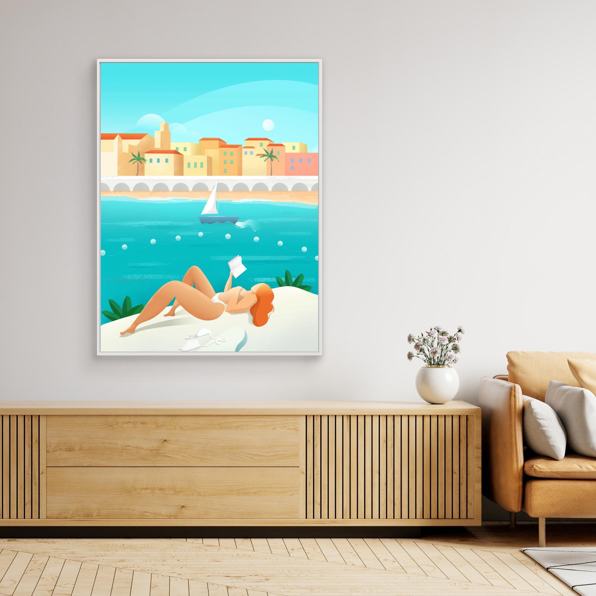 Stunning Canvas Print - Cote d'Azur by Petra Lizde - Coastal Wall Art for Living Room, Bedroom & Office Decor