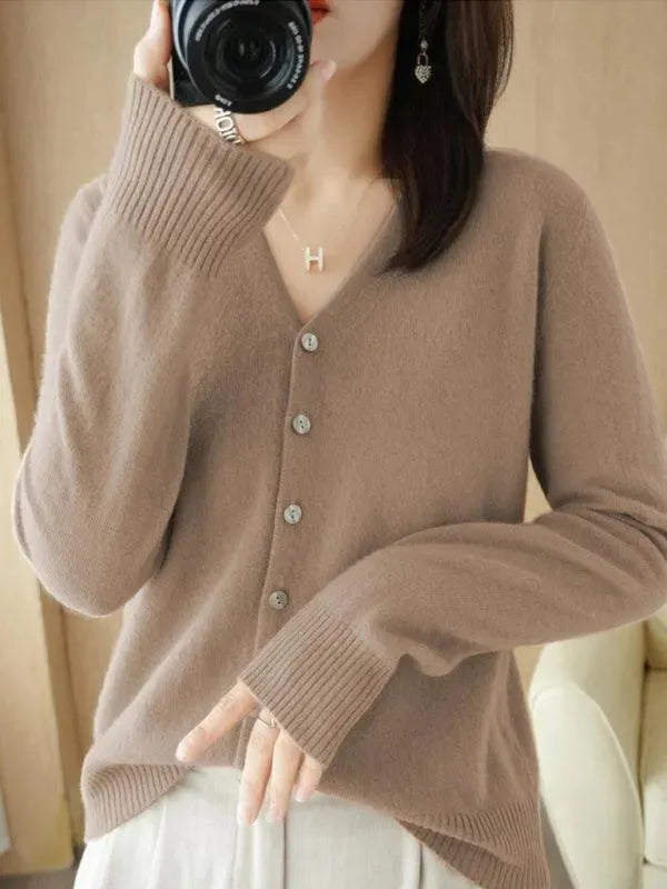 Women's V-Neck Short Cardigan Sweater - Lightweight Knit Open Front Cover-Up for Spring & Fall - Perfect for Office, Casual Outfits, and Layering