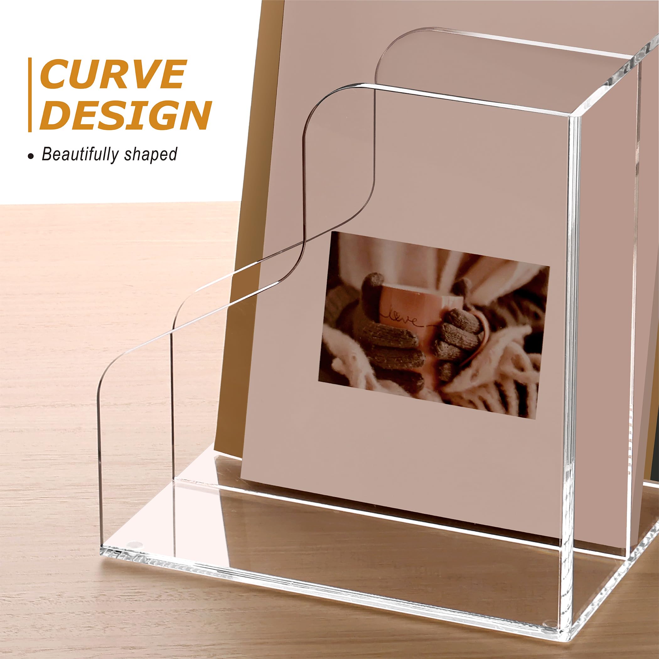 SANRUI Clear Acrylic Desk Organizer - 3 Compartment File Holder for Office & Home Organization