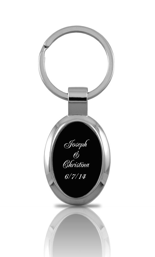 Custom Engraved Black & Silver Oval Keychain - Personalized Gift for Men & Women - Perfect for Keys, Gifts & Promotions
