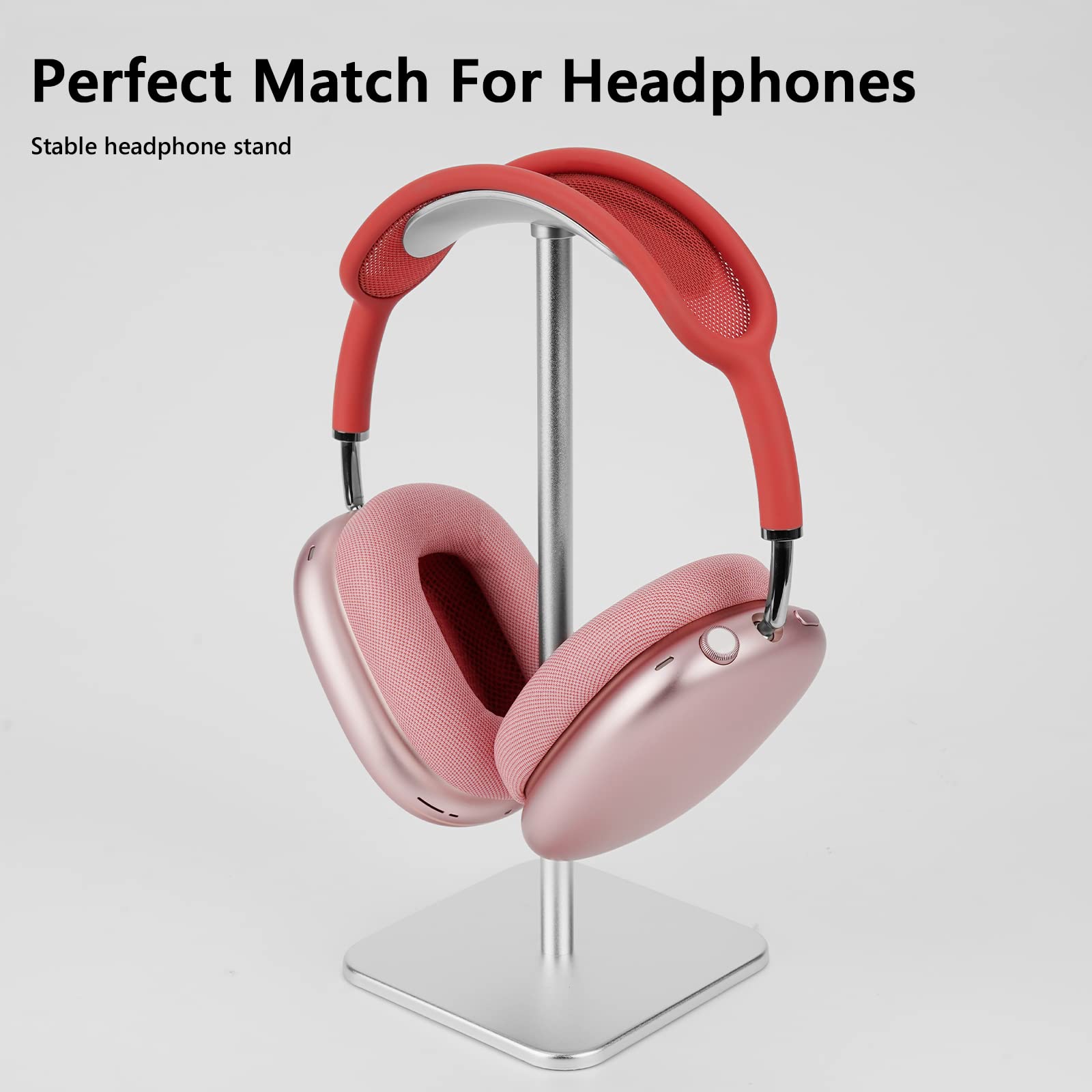 Geekria Premium Aluminum Alloy Headphone Stand - Heavy Base Gaming Headset Holder for Sony WH-1000XM5, Bose, Sennheiser & Over-Ear Headphones (Silver) - Perfect for Desk Organization & Gaming Setup Accessories