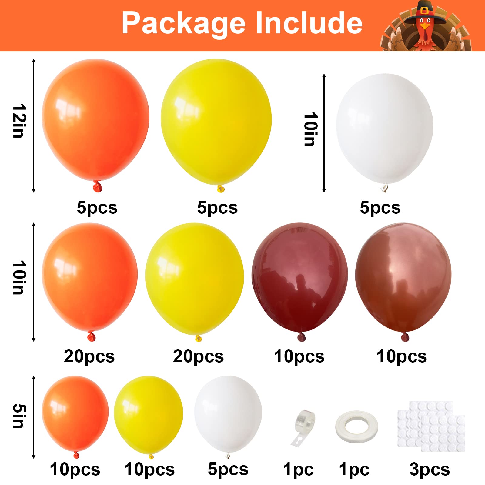 103PCS Thanksgiving Balloons Arch Garland Kit - Orange Yellow Burgundy Brown White Balloon Decor for Fall, Autumn Harvest, Birthday Party & Baby Shower | Perfect for Thanksgiving Decorations, Seasonal Celebrations & Home Decoration