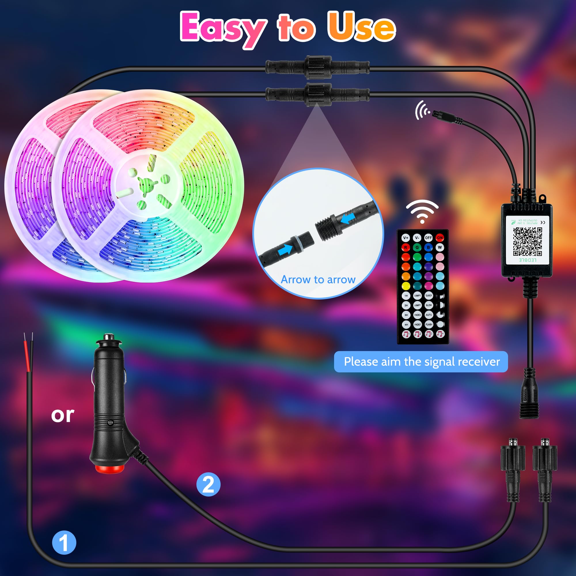 Smart LED Boat Strip Lights 65.6ft RGB IP68 Waterproof - for Marine Interior & Night Fishing