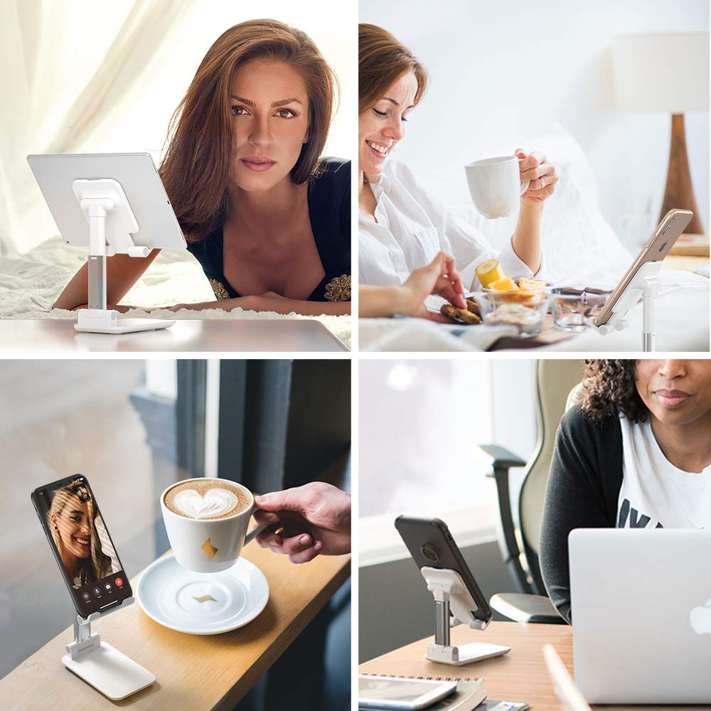 Adjustable Foldable Phone Stand for Desk - Compatible with iPhone 16/15/14 - Perfect for Work & Video Calls