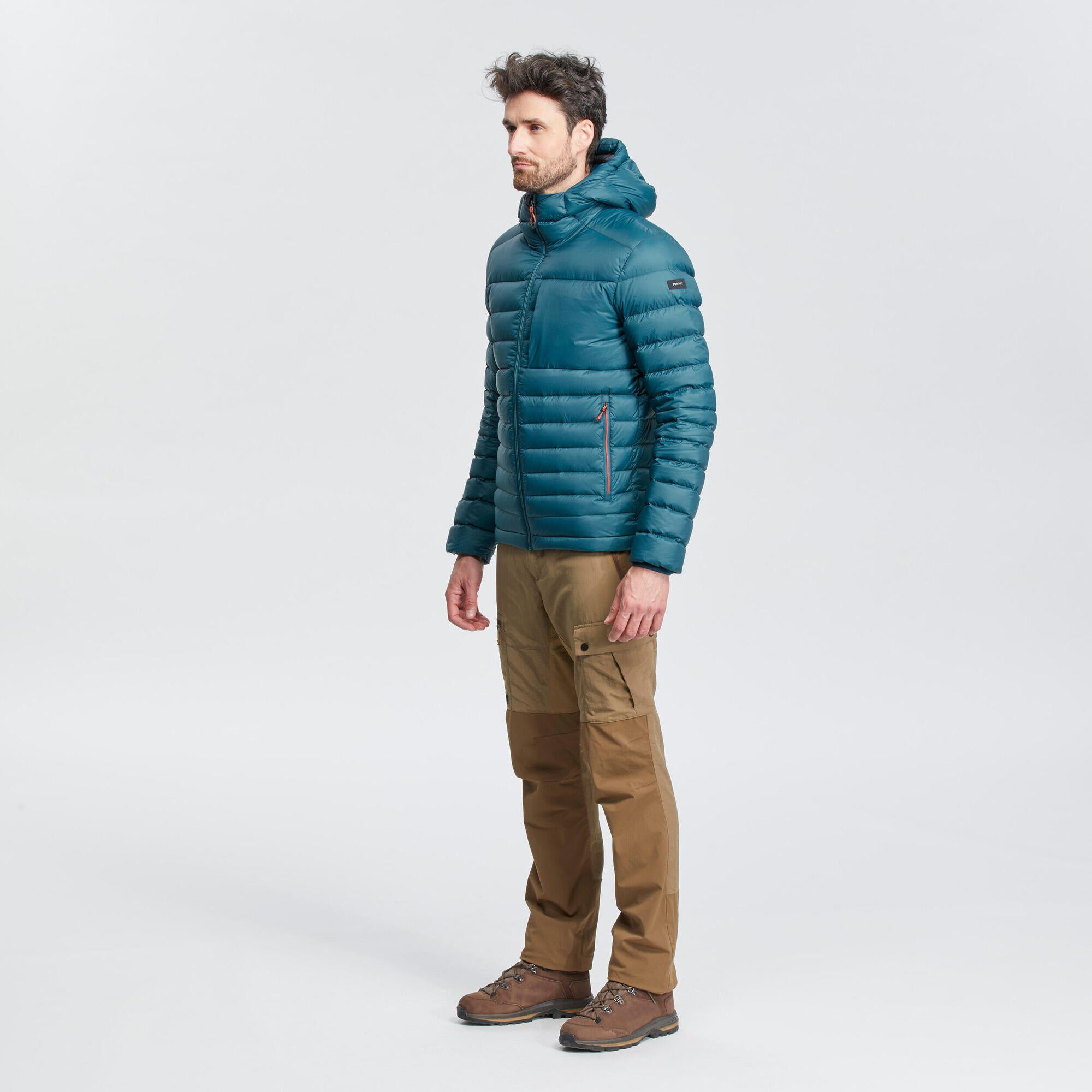 Forclaz MT500 Men's Hooded Padded Jacket for Mountain & Backpacking - Warm & Lightweight Down Coat for Hiking, Camping in Cold Weather (14°F)