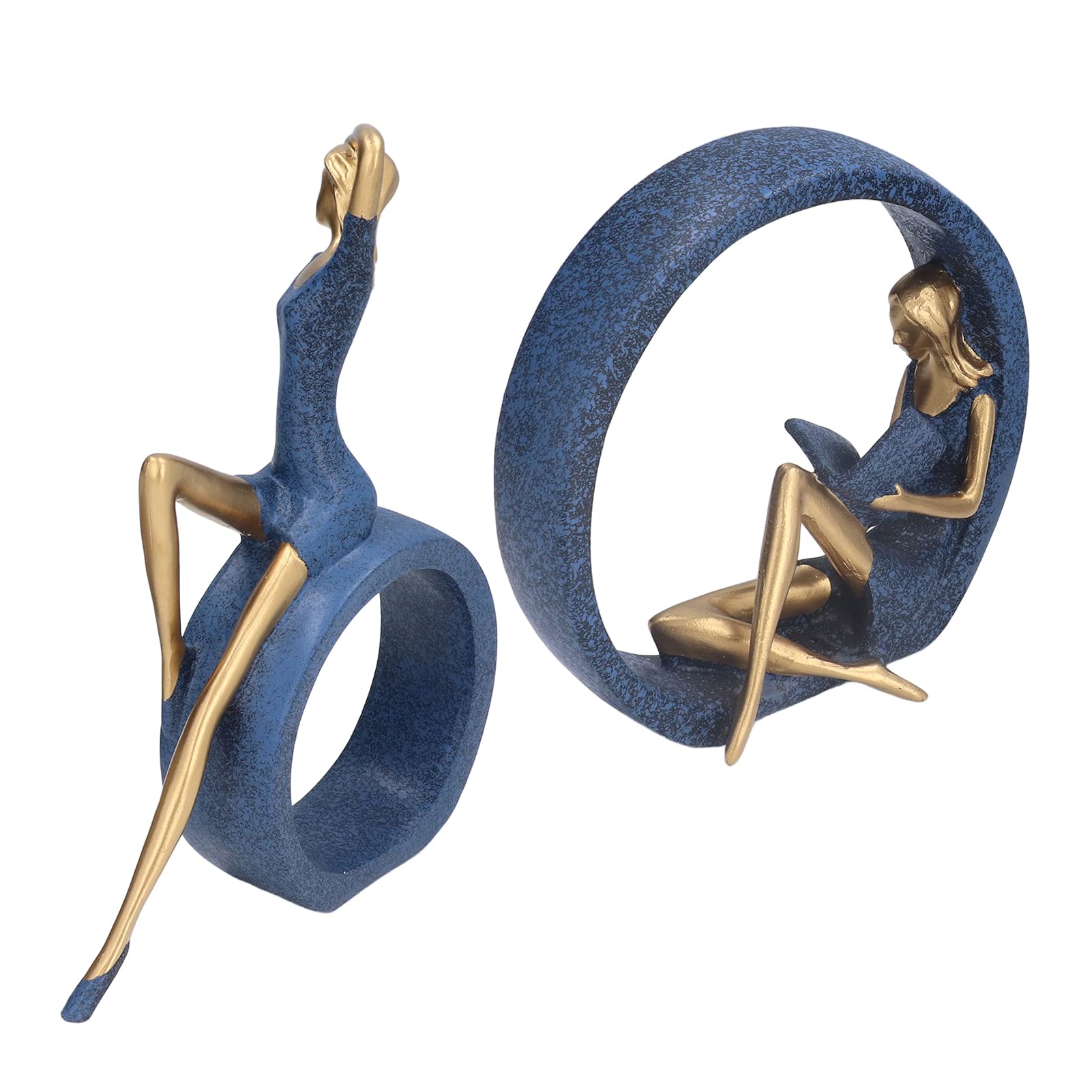 Delaman 2-Piece Handcrafted Resin Sculpture Set - Yoga Girl & Reading Woman Statue, Vivid Detailed Figurines for Office Desk Decor, Hallway Display | Perfect for Meditation Spaces, Book Lover Gifts & Home Décor