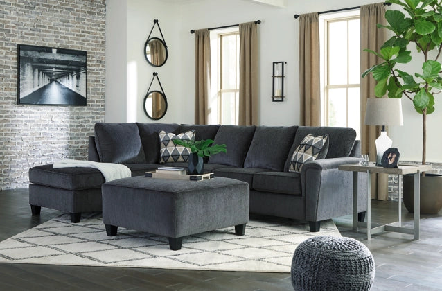Abinger 2-Piece Navy Blue Sectional Sofa with Ottoman & L-Shaped Chaise Lounge - Perfect for Living Room, Family Room or Home Theater