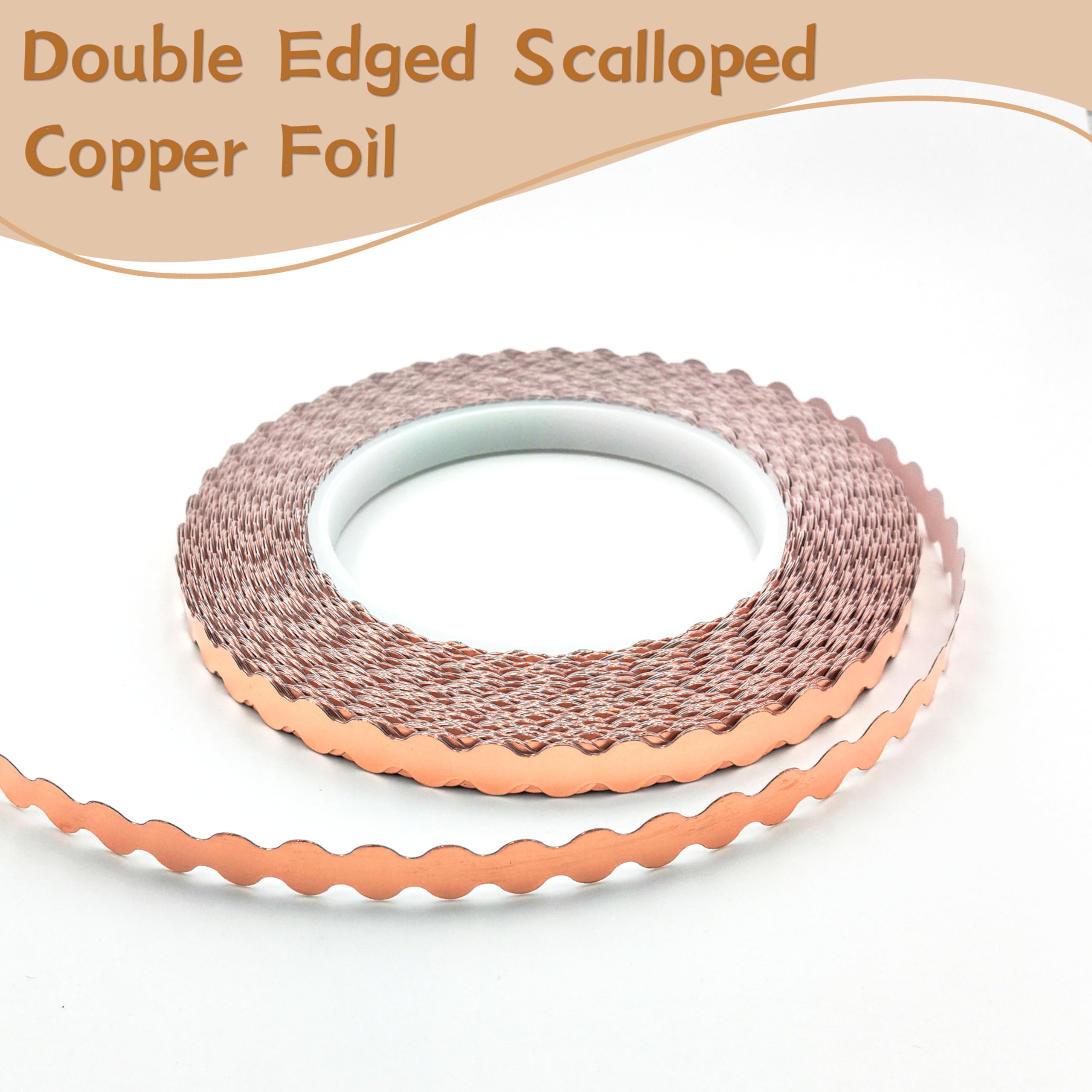 Premium Black Backed Scalloped Copper Foil Tape - 7/32