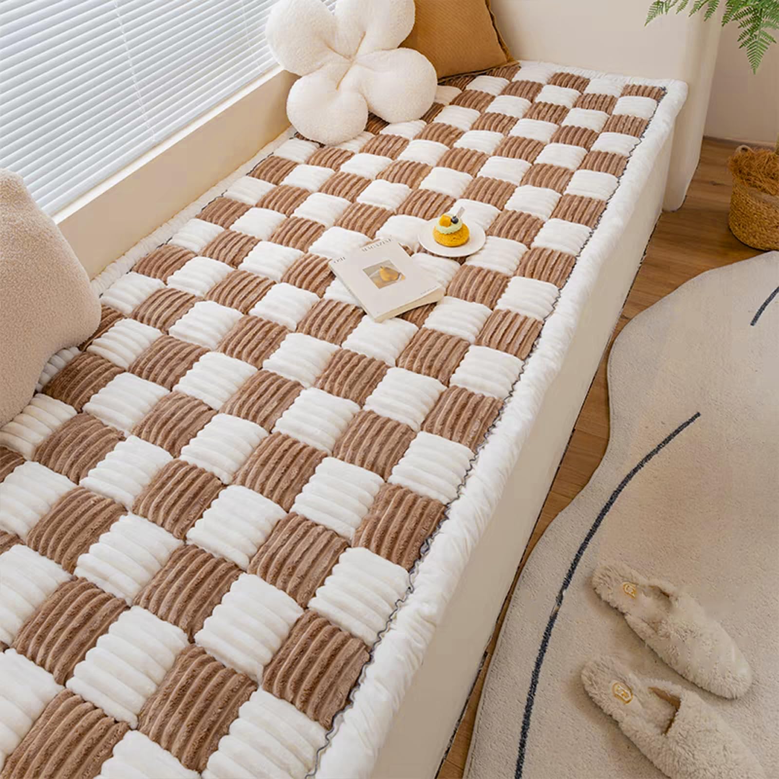 Washable Dog Couch Cover - Anti-Slip Pet Sofa Protector for Home Decor (Dark Brown)