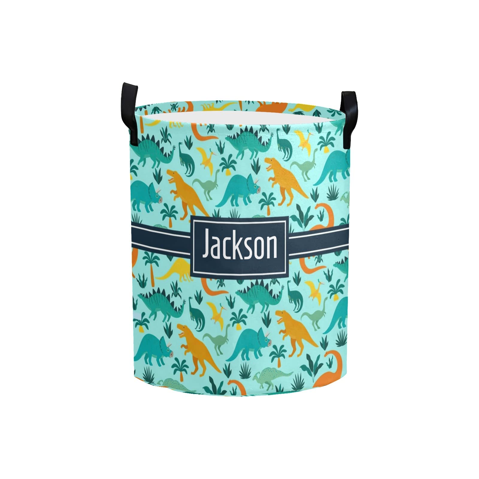 Custom Dinosaur Laundry Hamper - Personalized Collapsible Laundry Basket with Waterproof Fabric | Foldable Clothes Bin for Kids Room, Nursery, Playroom & Dorm Organization