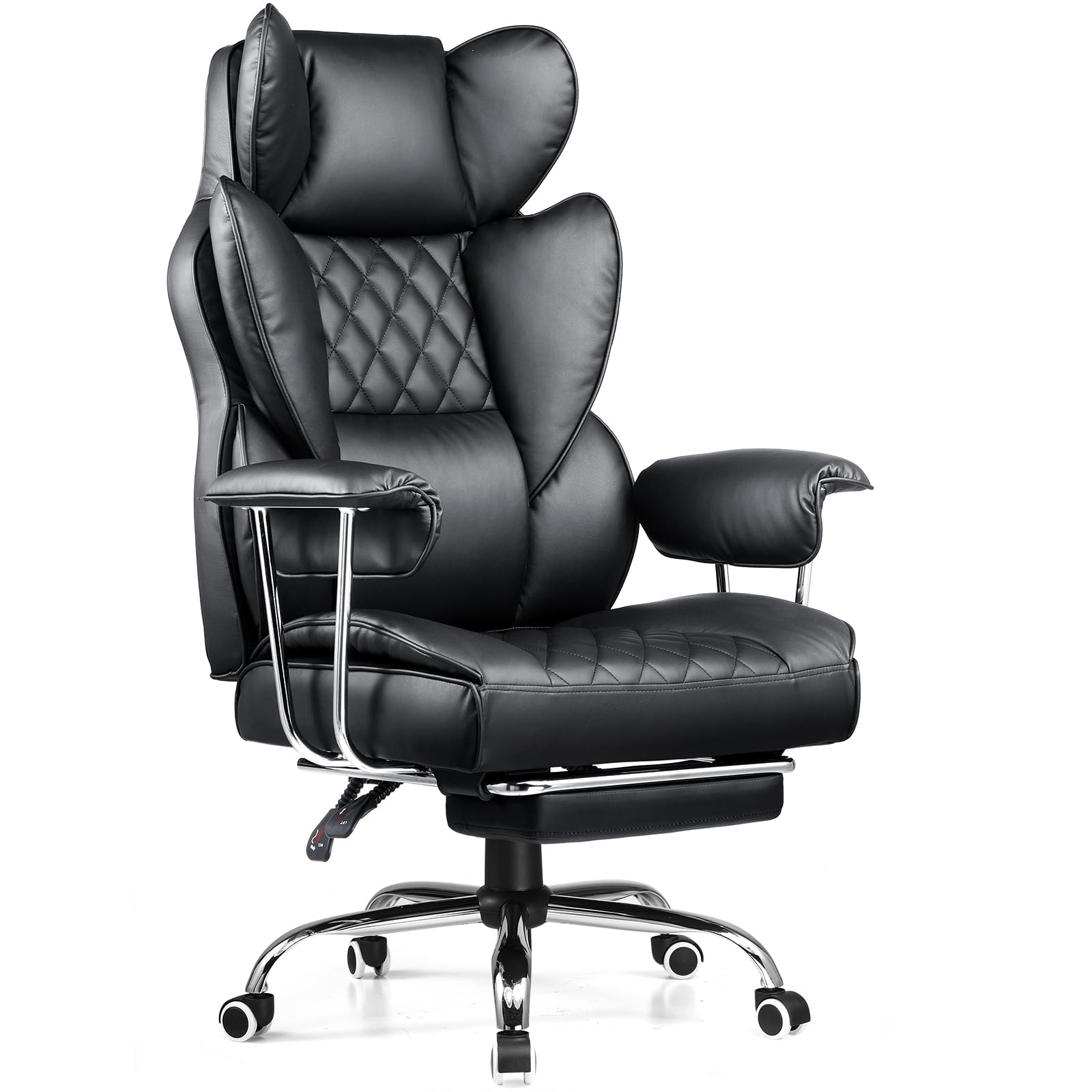 COMHOMA Big and Tall Office Chair - High Back Ergonomic Executive Chair with Footrest, Lumbar Support & Adjustable Armrests | Premium Leather Gaming Chair for Home Office, Computer Desk & Workspace Comfort
