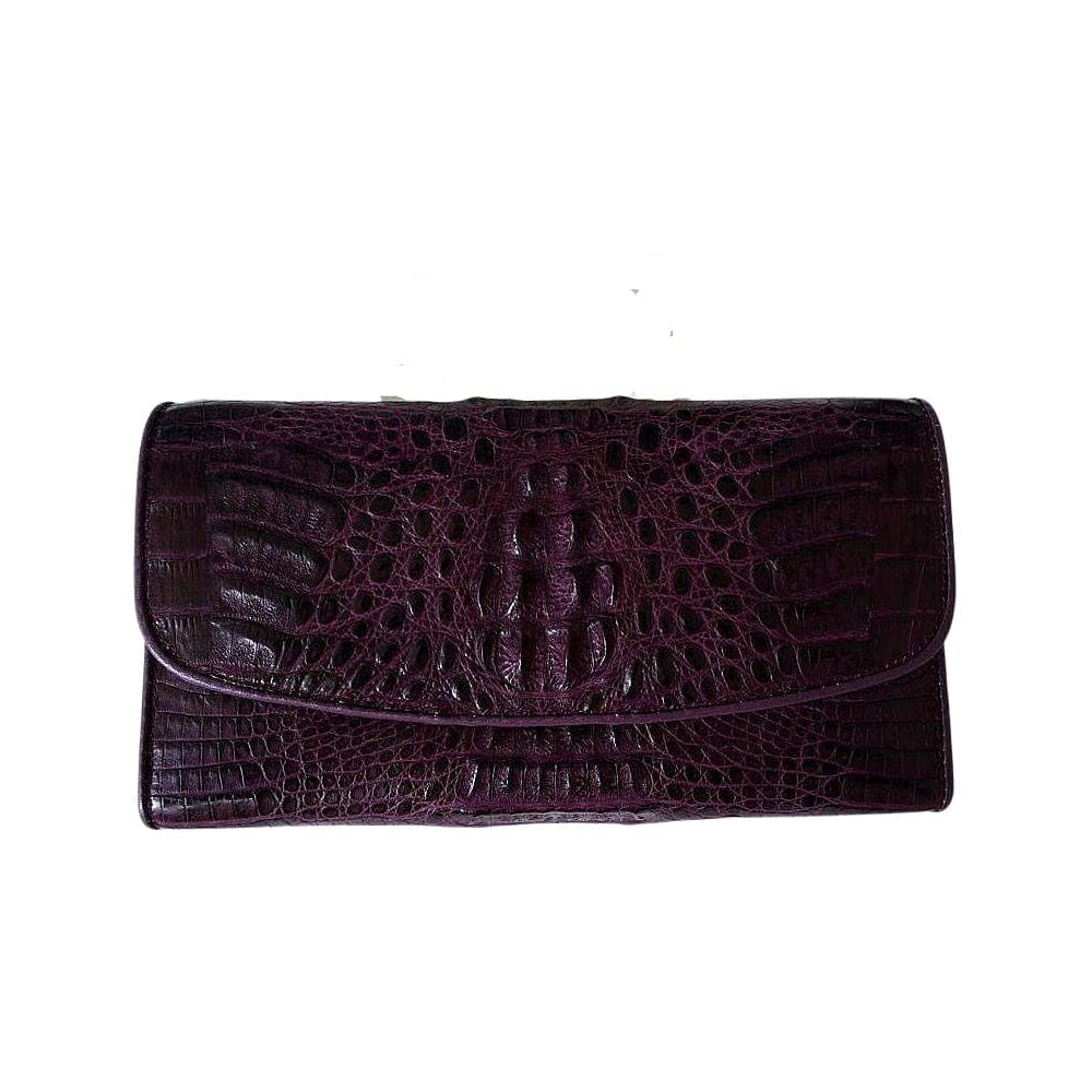 Luxury Purple Crocodile Leather Women's Wallet - RFID Blocking Trifold Purse with Multiple Card Slots & Zipper Coin Pocket - Perfect for Everyday Use, Travel & Gift Giving