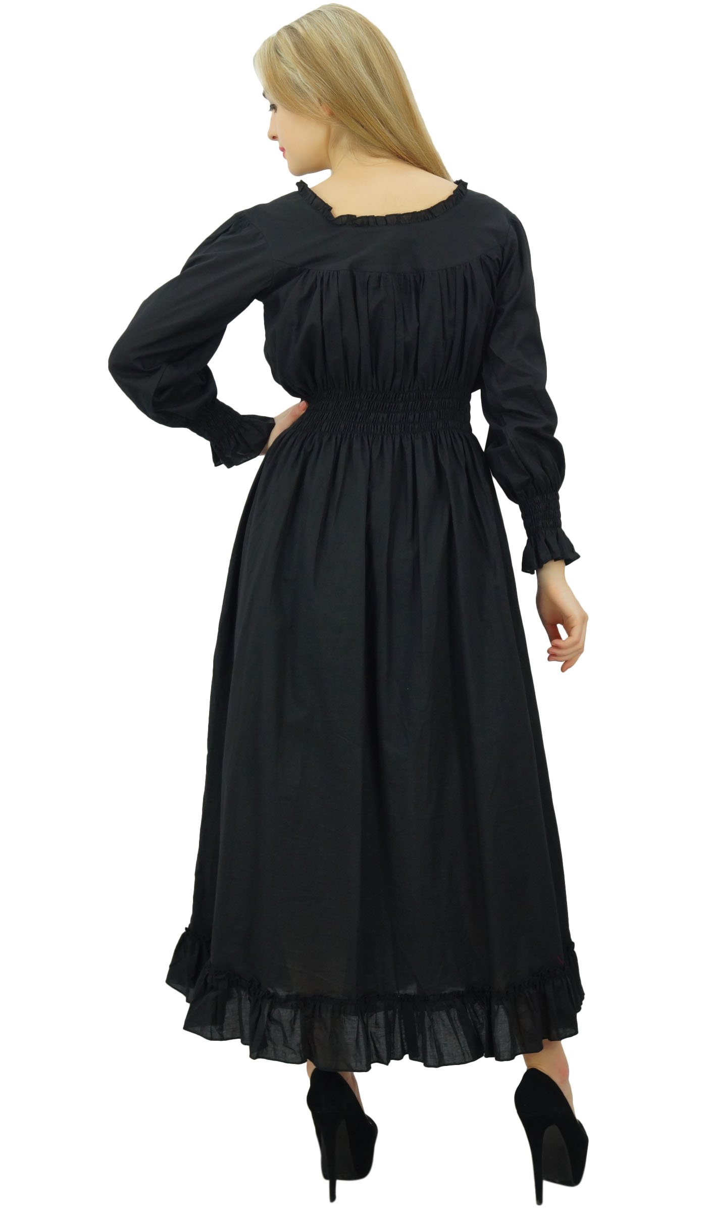 Bimba Women's Cotton Smocked Waist Long Maxi Dress - Casual Summer Beach Dress for Vacation, Party & Everyday Wear