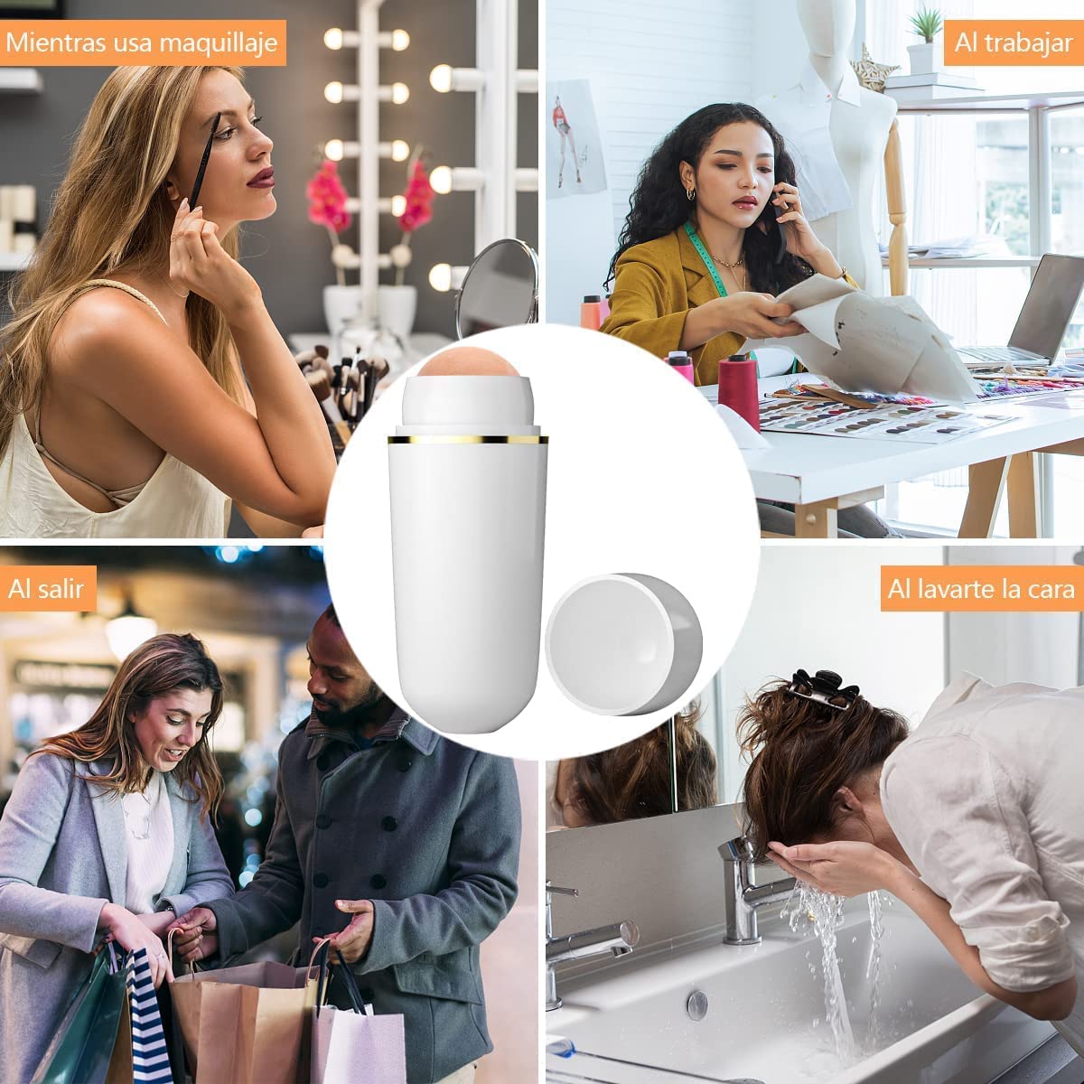 Oil Control Face Roller - Double Headed Volcanic Stone Roller for Oily Skin, Portable & Reusable Oil Absorbing Beauty Tool - Perfect for Daily Skincare, Travel & On-the-Go Makeup Touch Ups