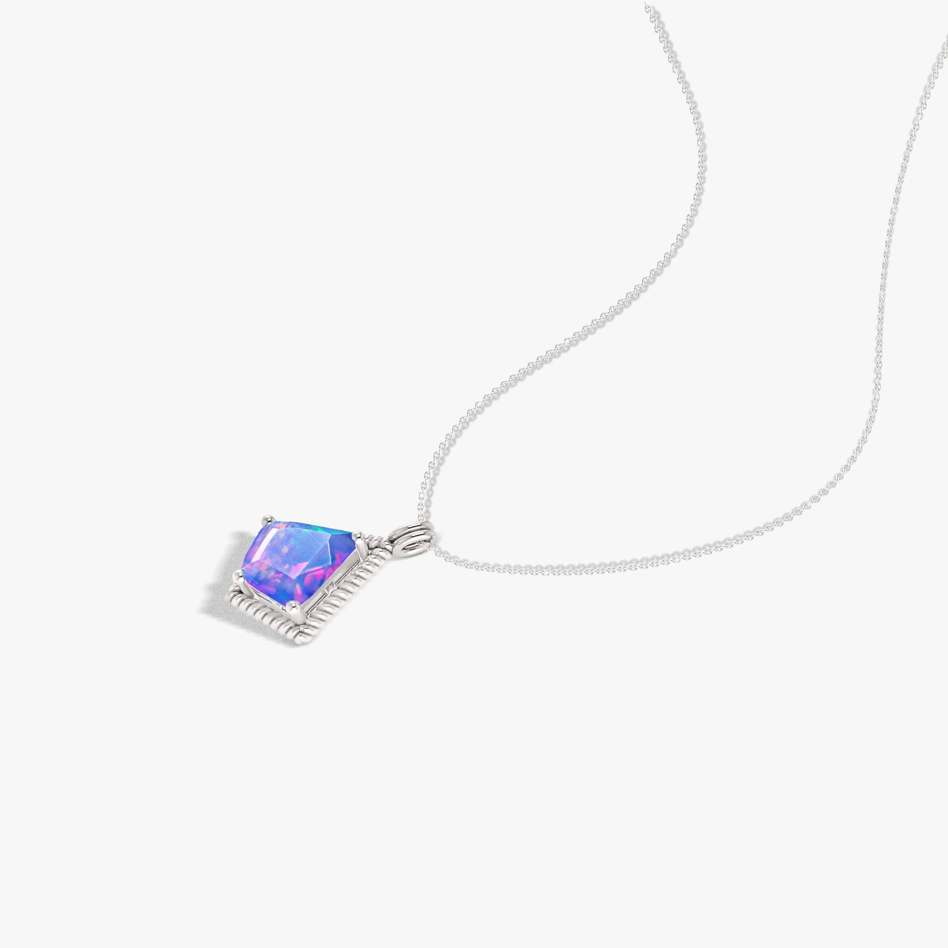Natural Lavender Opal Kite-Shaped Pendant Necklace - Dainty Gemstone Jewelry for Women, Gift for Her, Perfect for Date Night & Special Occasions