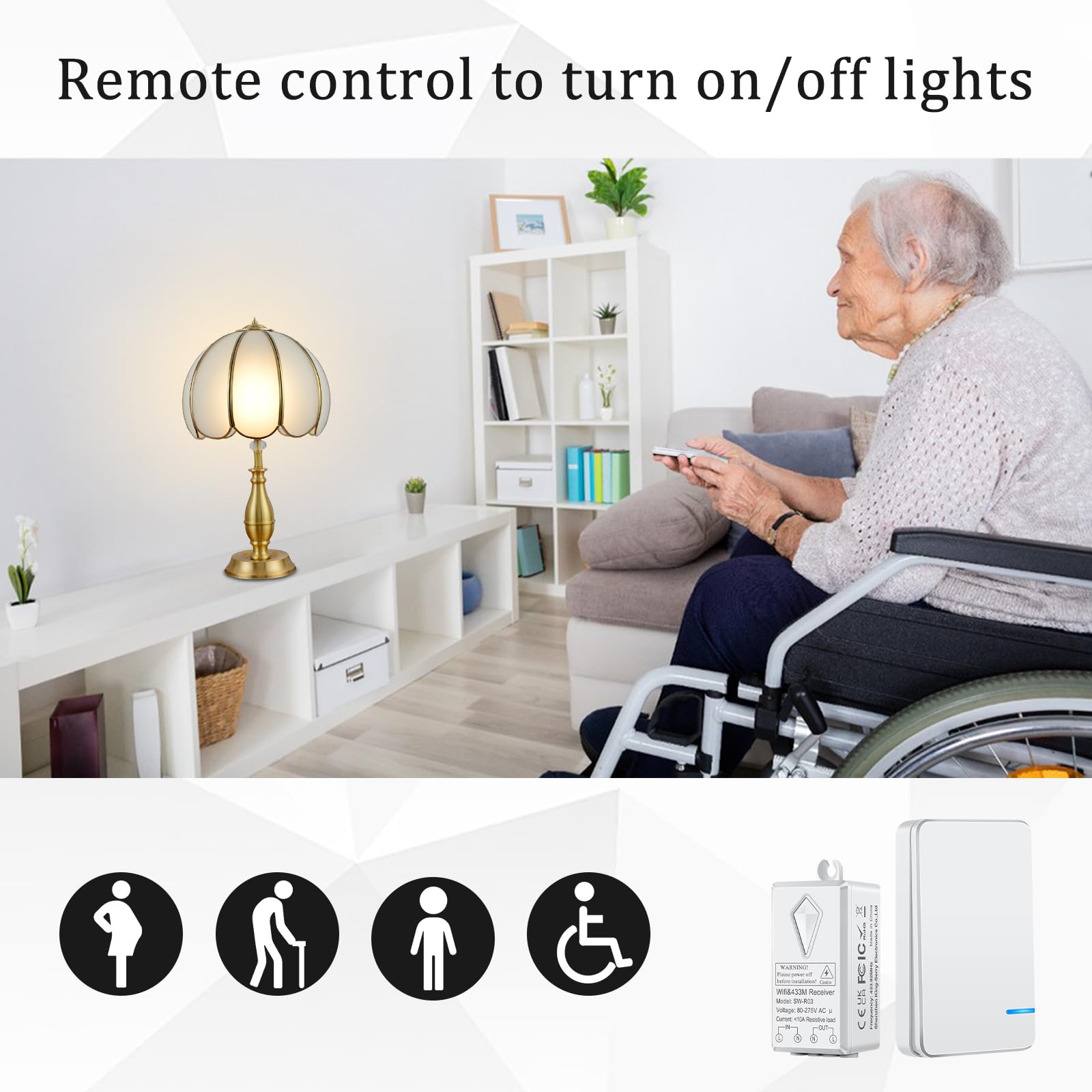 Upgraded Cruxer Wireless Light Switch Kit with Microstrip Antenna - Smart Remote Control for Ceiling Lights, Fans & Lamps - No Wiring Required - Perfect for Home Automation & Smart Lighting Systems