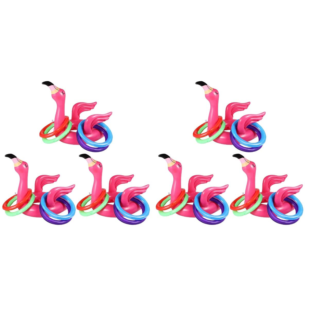 Balacoo 6-Piece Flamingo Inflatable Pool Ring Toss Game Set - Floating Swimming Pool Rings for Kids, Fun Beach & Backyard Water Toys - Perfect for Summer Parties, Outdoor Play & Poolside Games for Boys and Girls